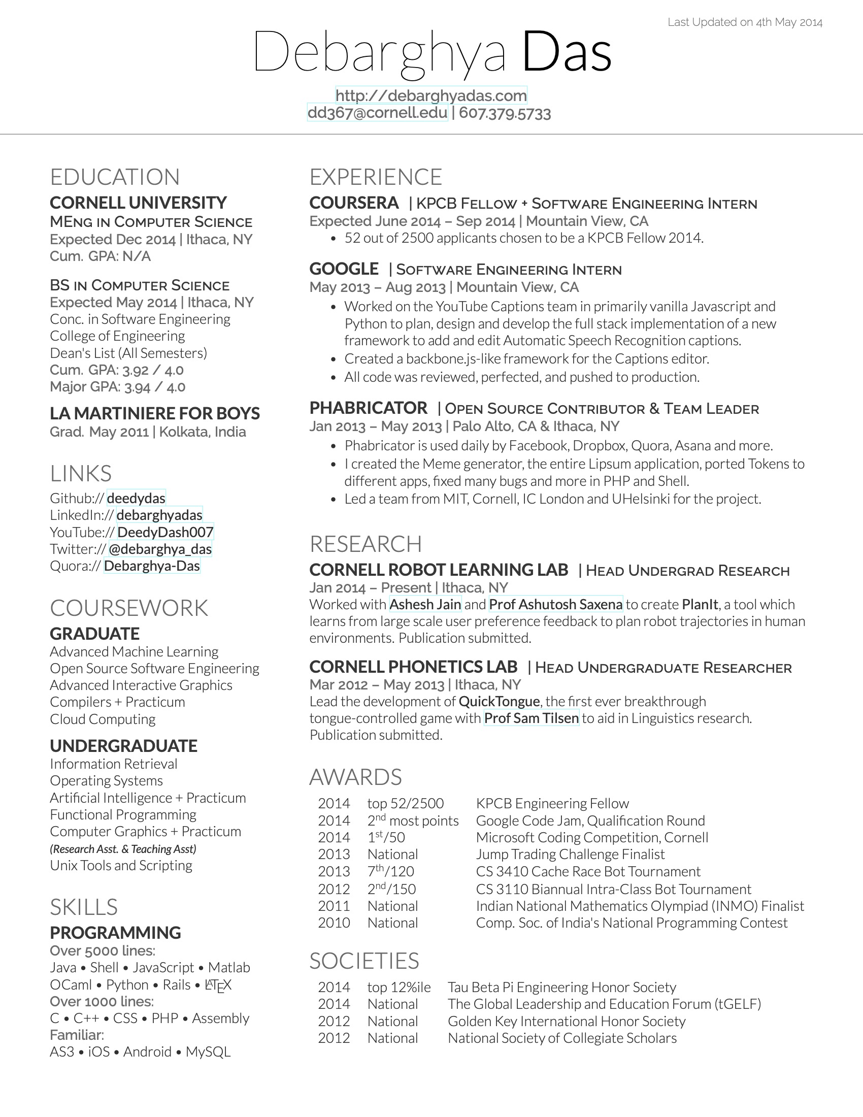 Overleaf Resume Template For Software Engineer