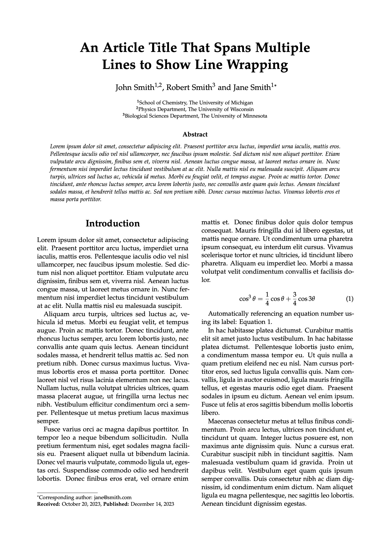 LaTeX Templates Academic Articles