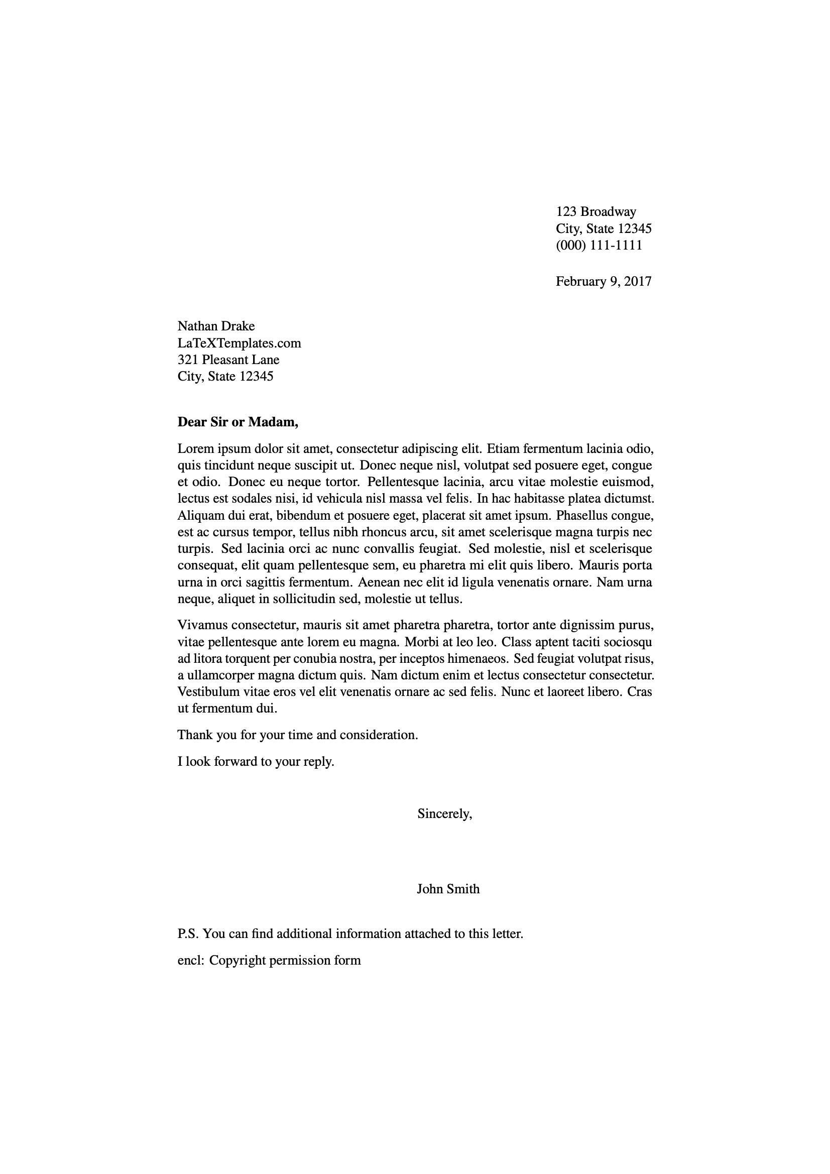 academic cover letter latex template