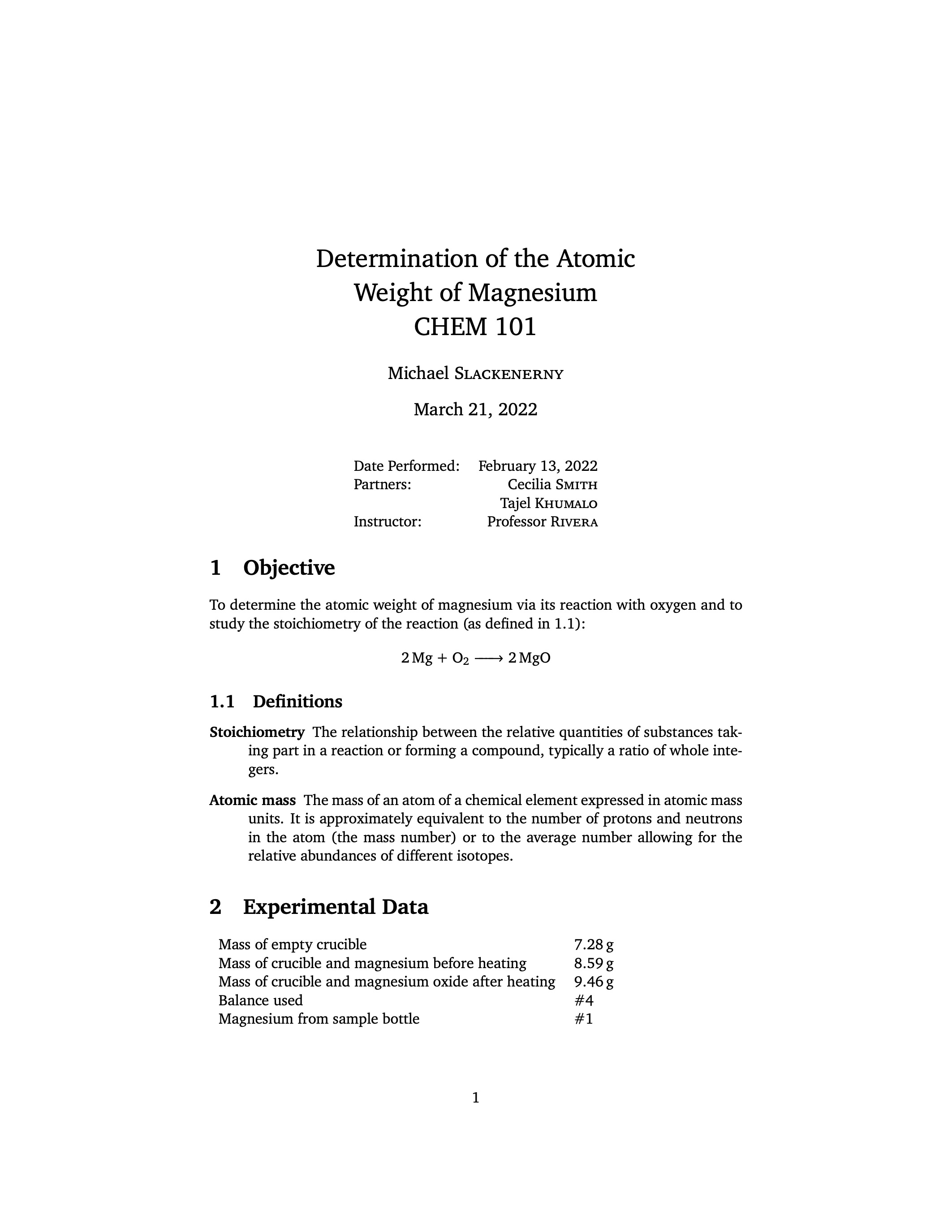 LaTeX Templates - Laboratory Reports