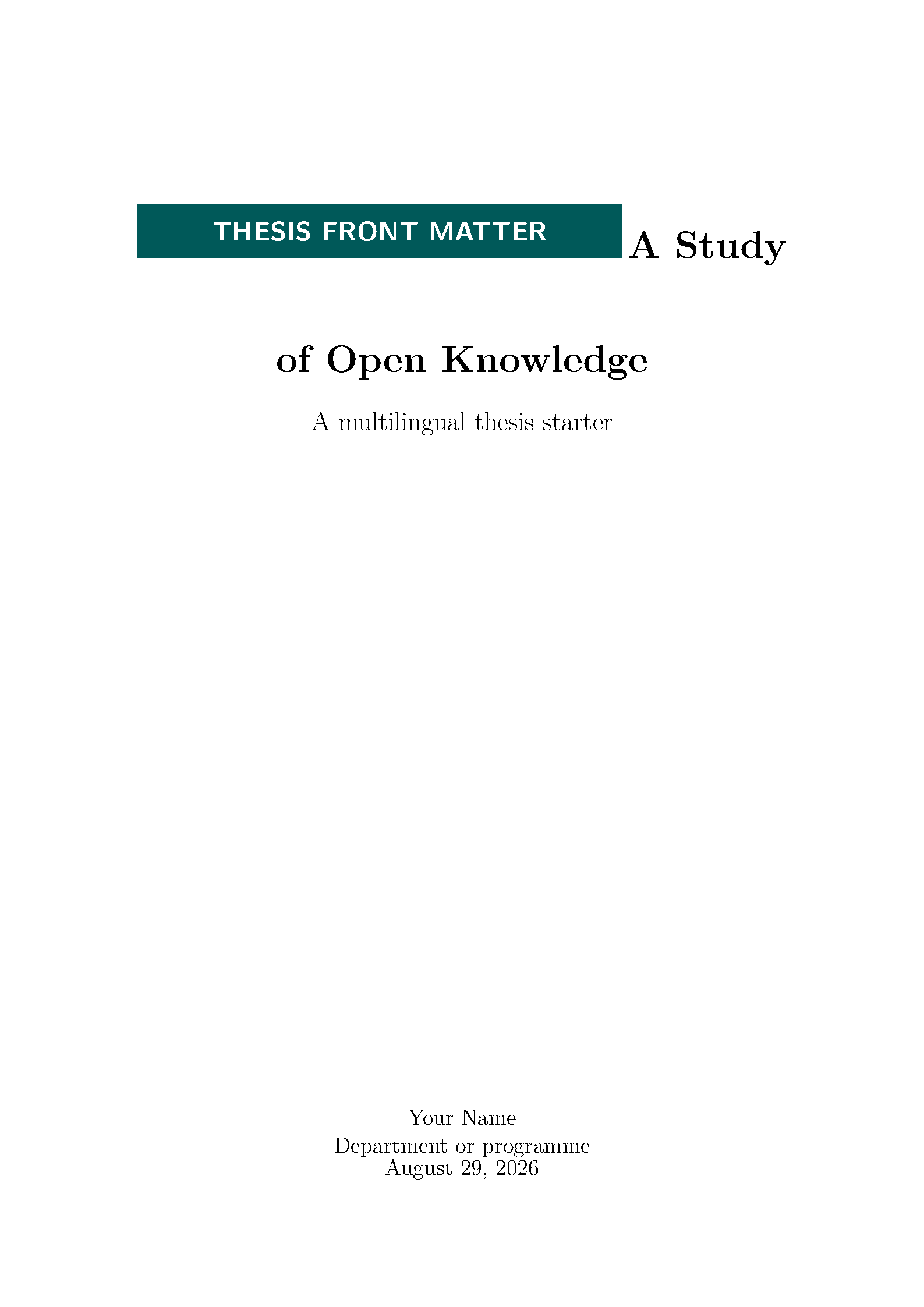 First page of the PhinisheD Thesis Front Matter Starter template