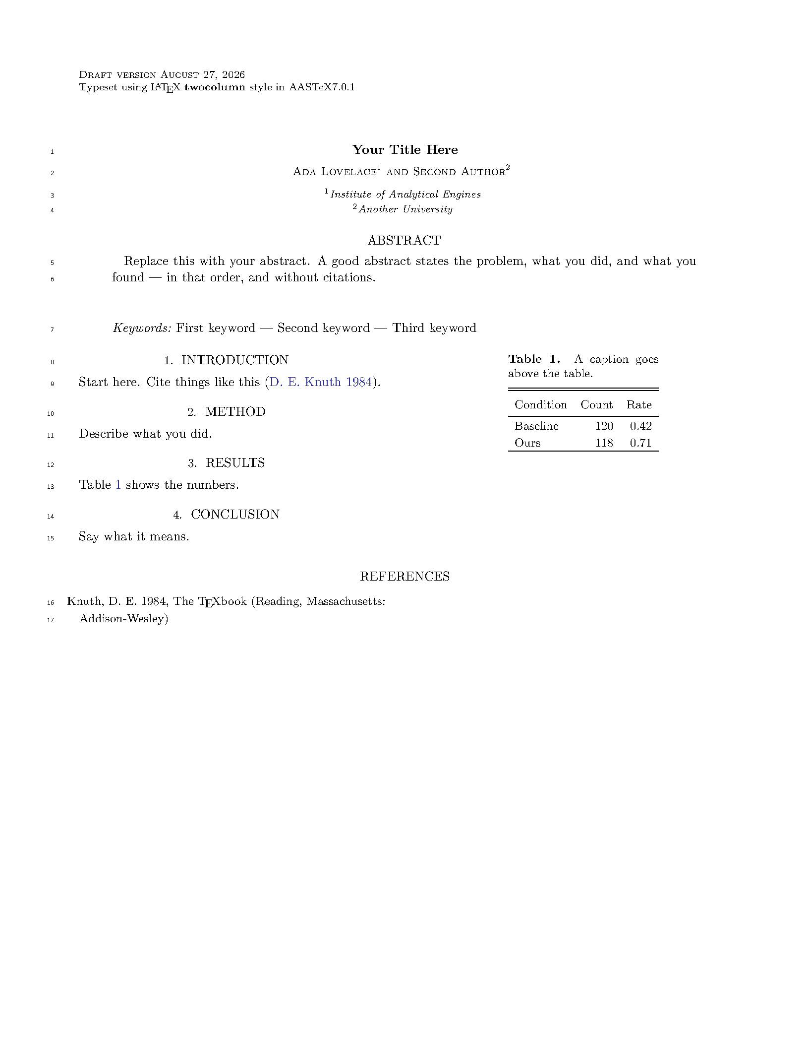 First page of the compiled AASTeX template