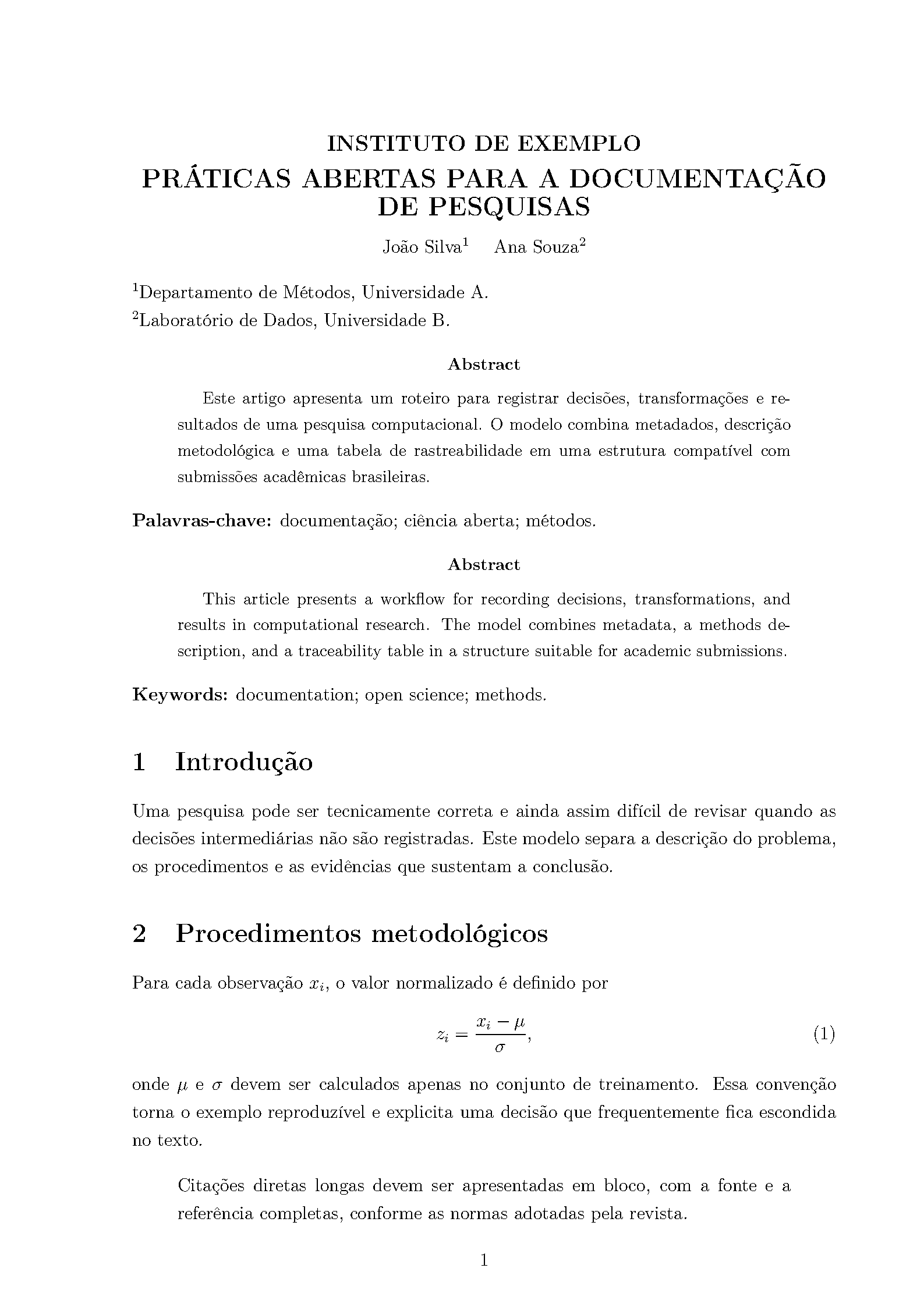 First page of ABNT Academic Journal Article