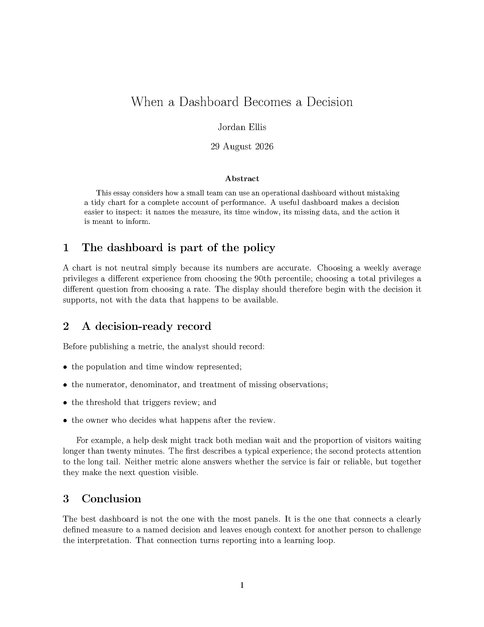 First page of Academic Templates Essay