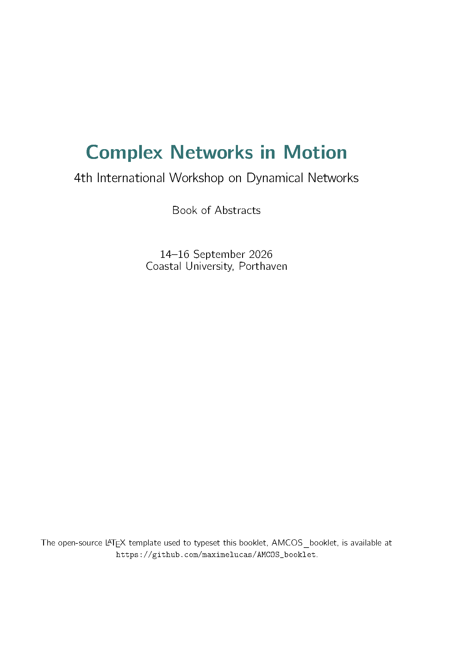 First page of AMCOS Conference Booklet
