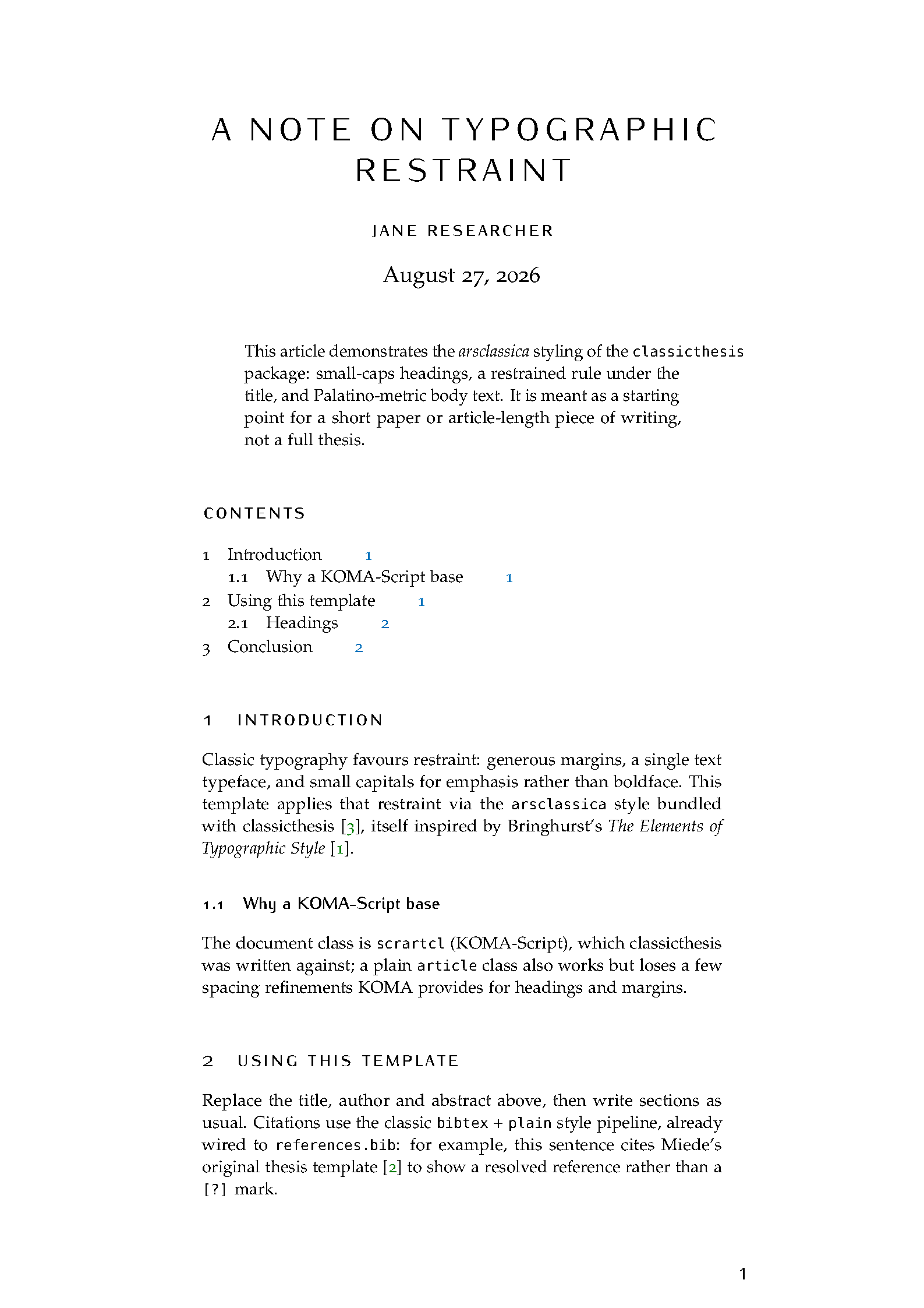 First page of ArsClassica Article
