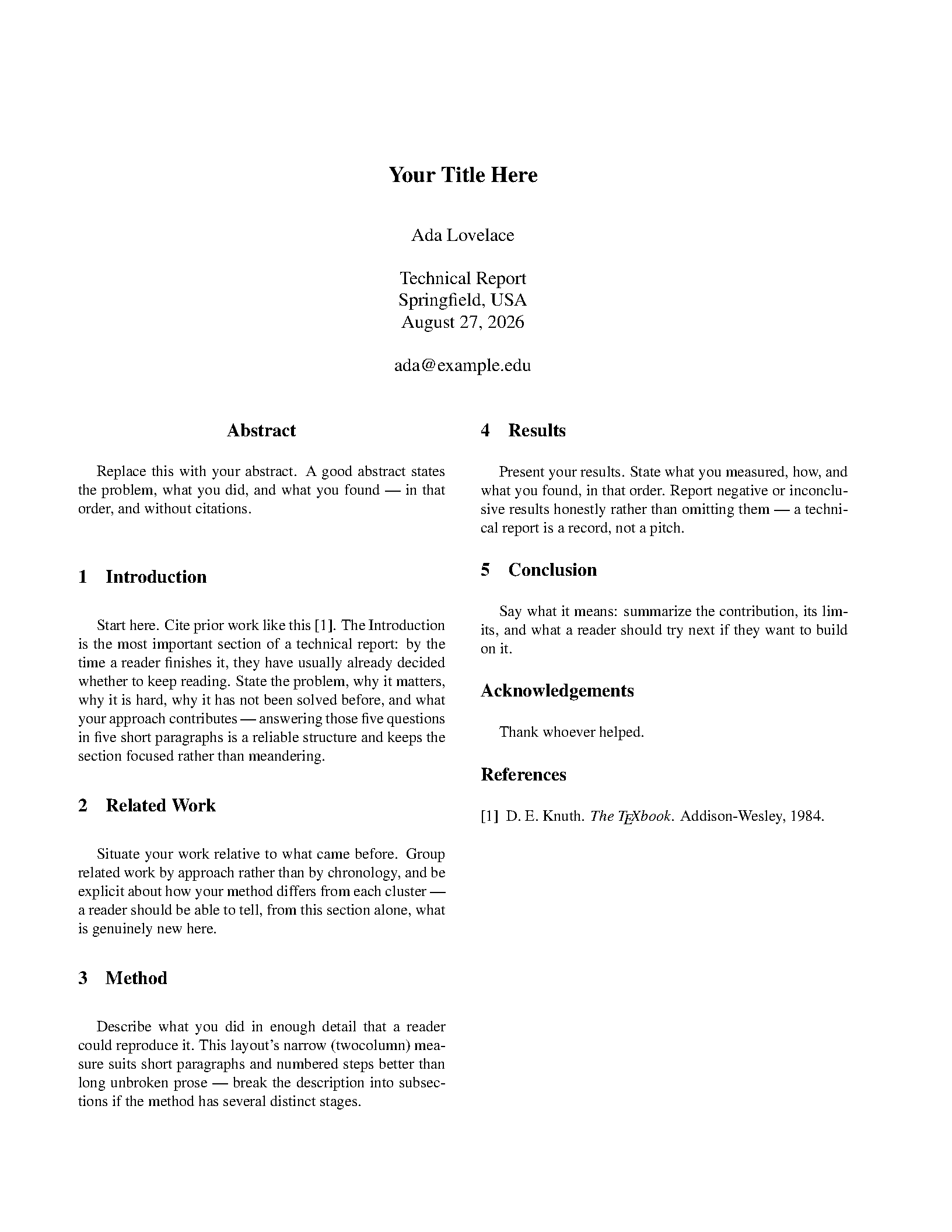 First page of arXiv Technical Report