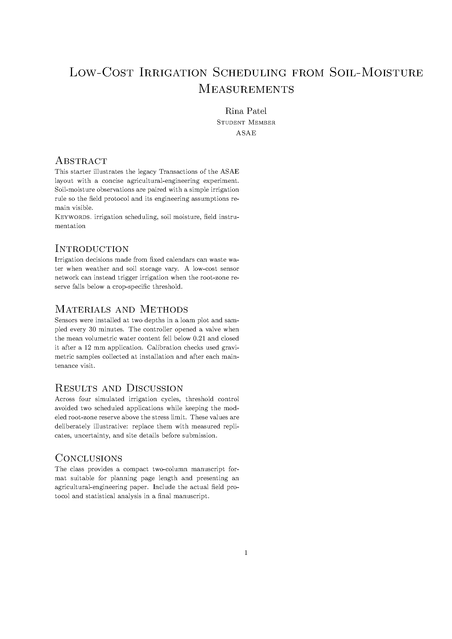 First page of ASAE Transactions