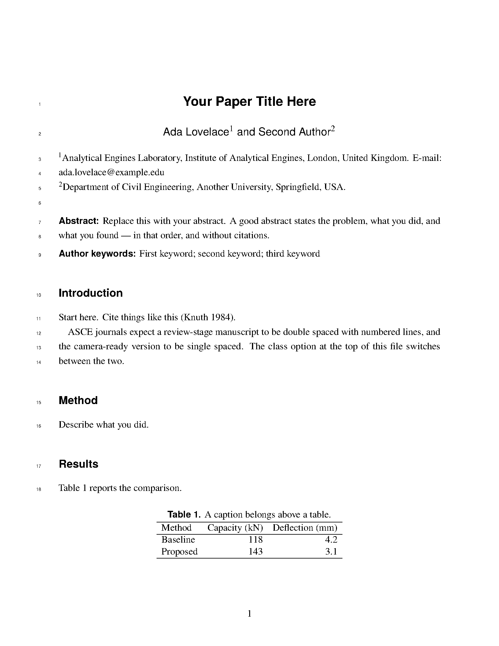 First page of ASCE-Style Engineering Manuscript