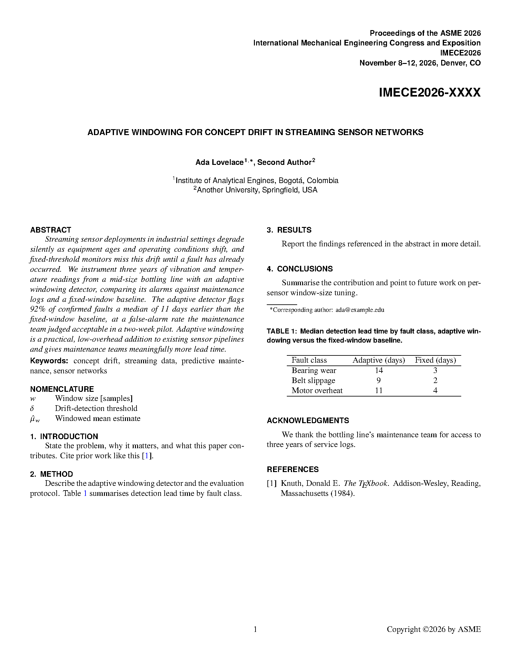 First page of ASME Conference Paper