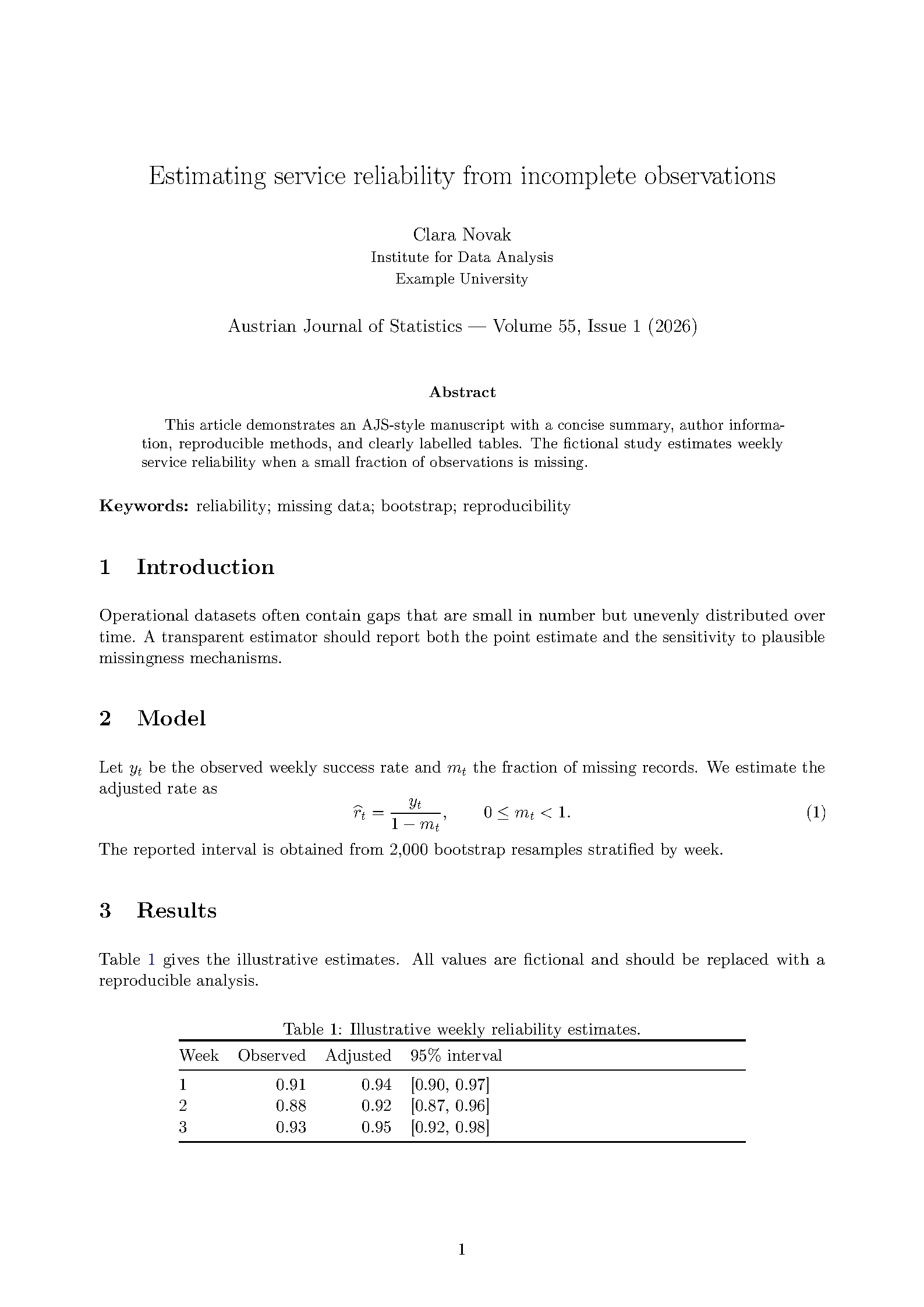 First page of Austrian Journal of Statistics