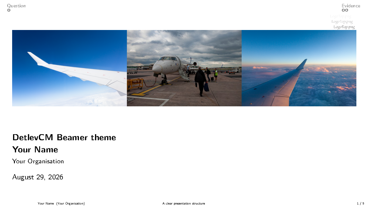 First page of the Leeds DetlevCM Beamer Theme template