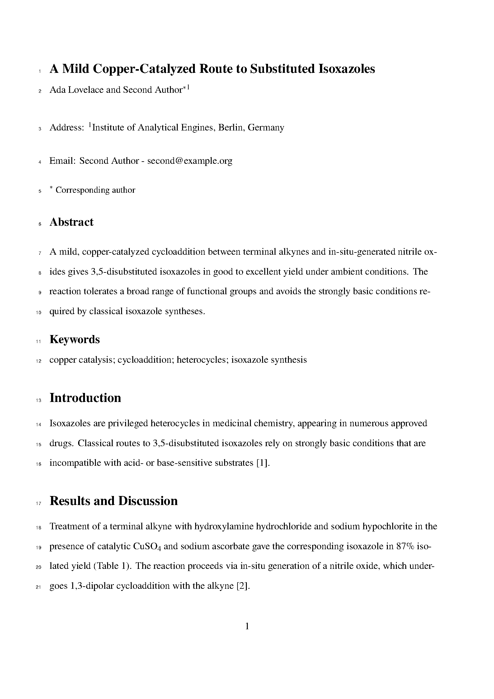 First page of Beilstein Journals