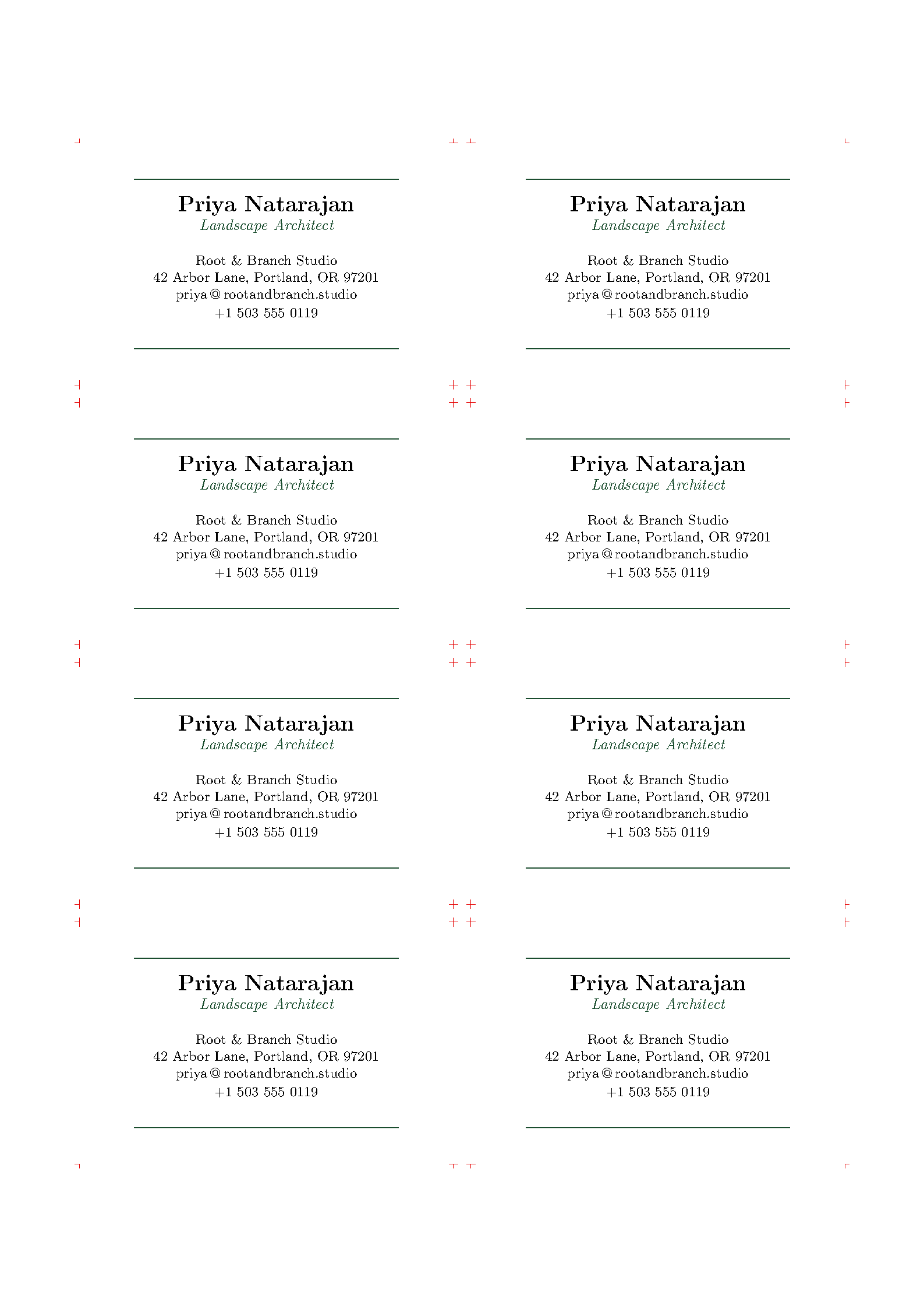 First page of the Bezos Business Card template