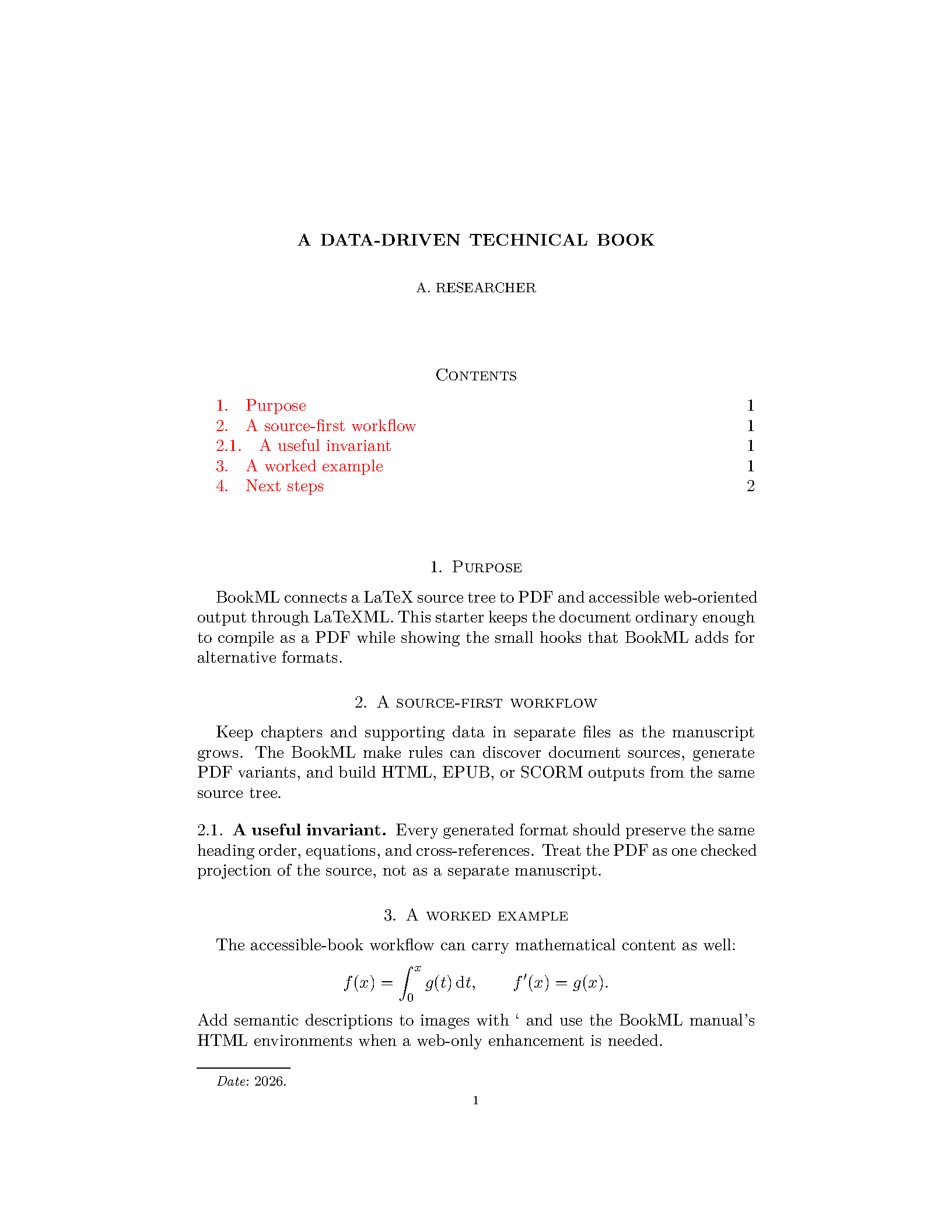 First page of BookML Technical Book
