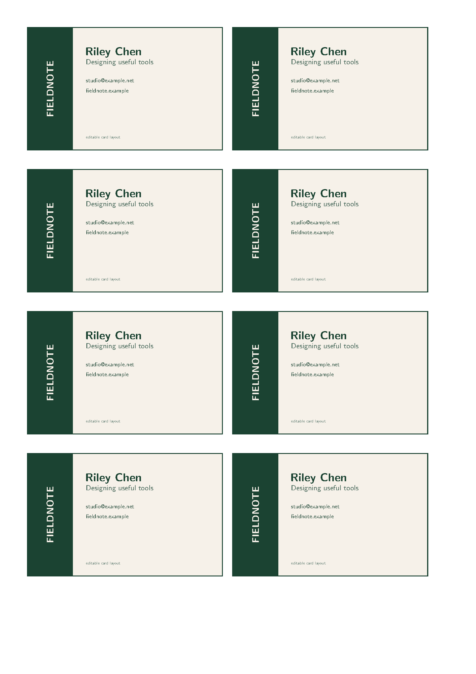 First page of the Business Card Template template