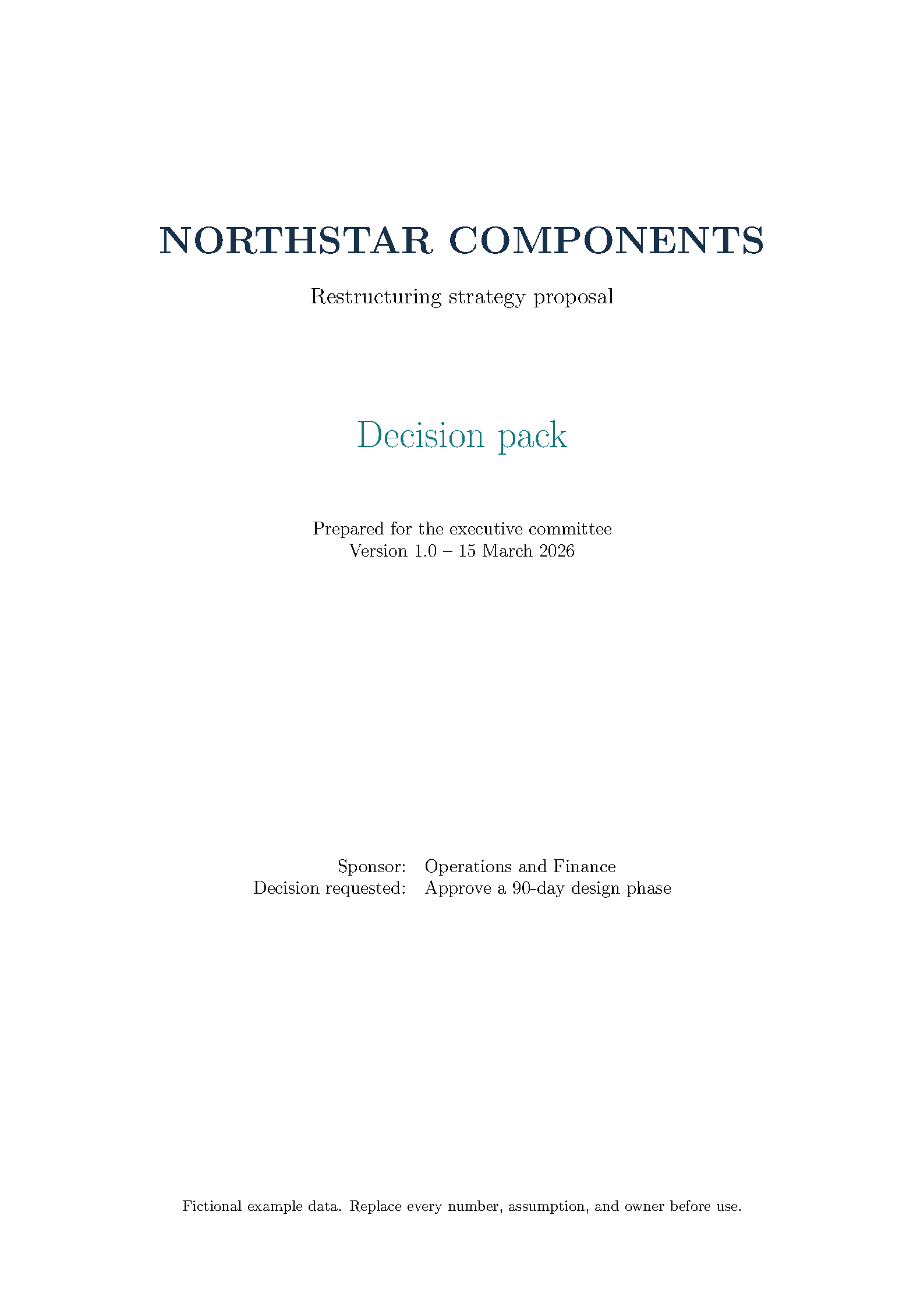 First page of Business Restructuring Strategy