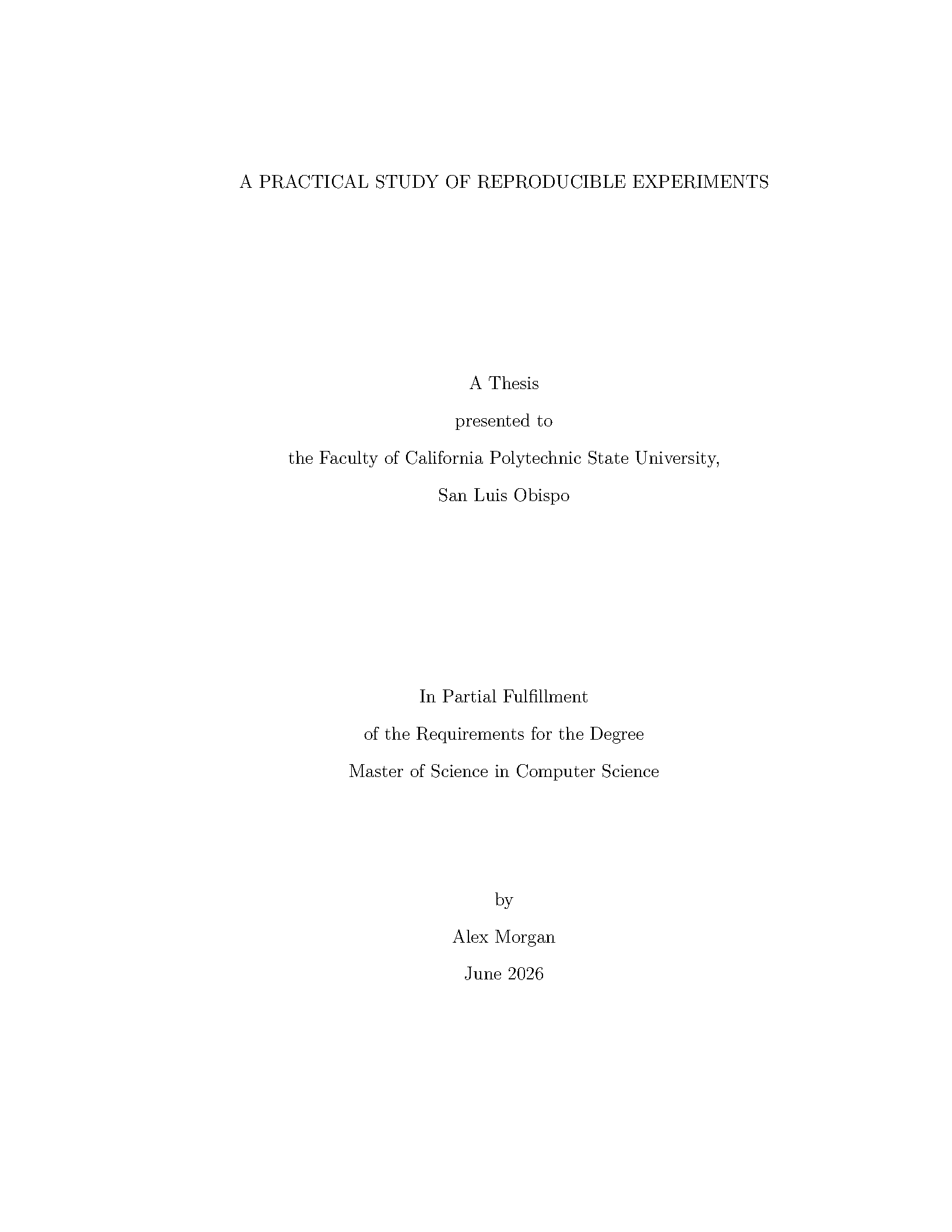 First page of Cal Poly Thesis