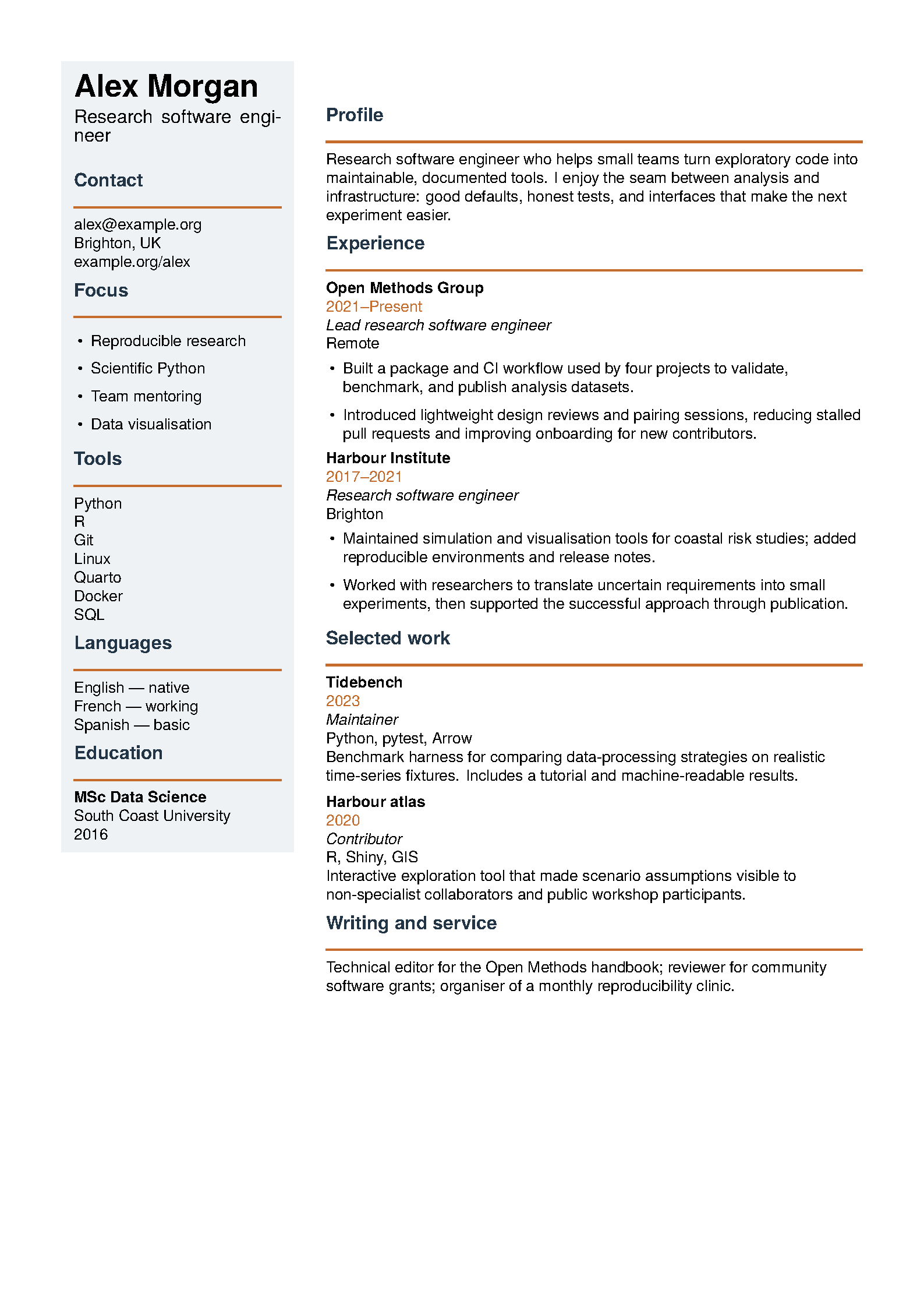 First page of the Ckaserer Sidebar CV template
