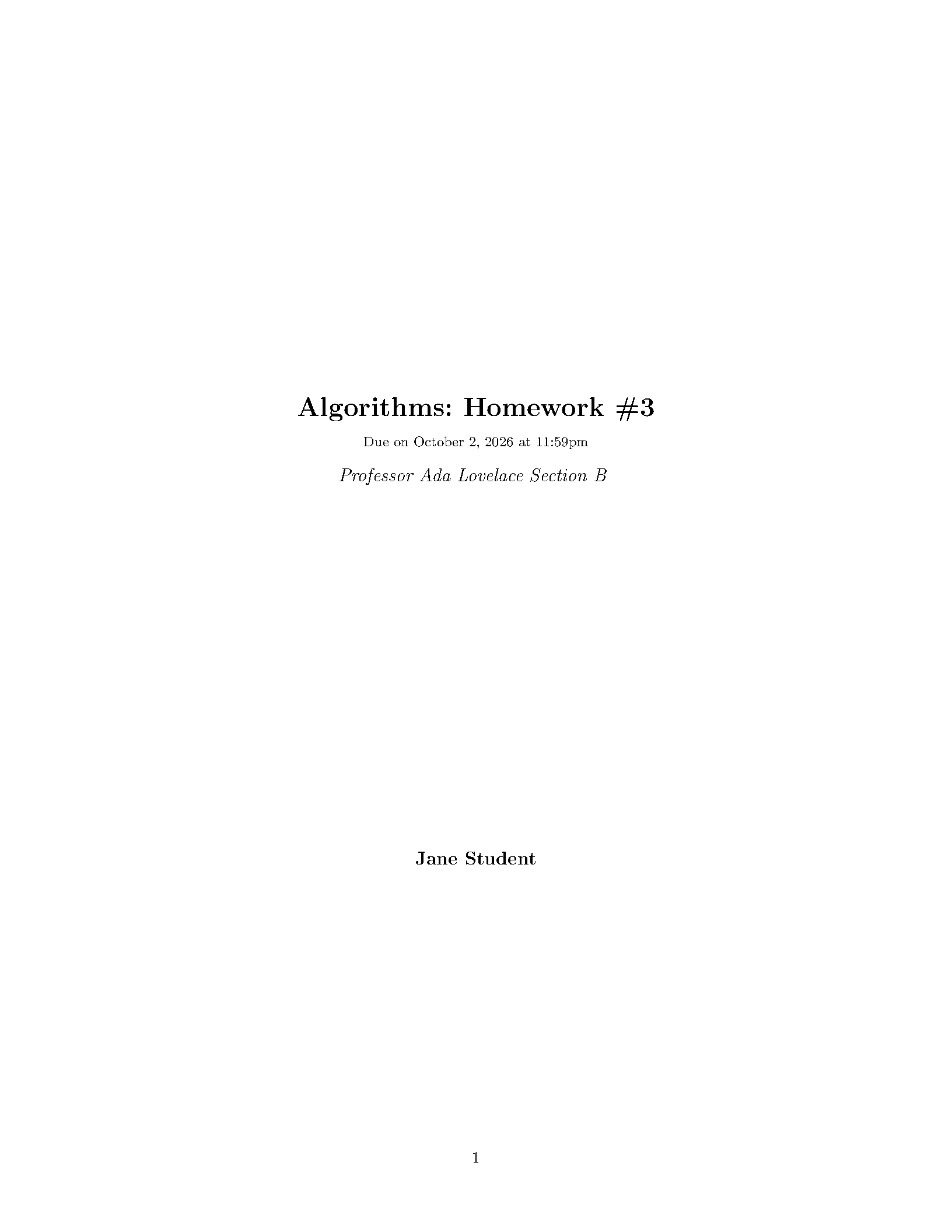 First page of the compiled Classic Homework Template template