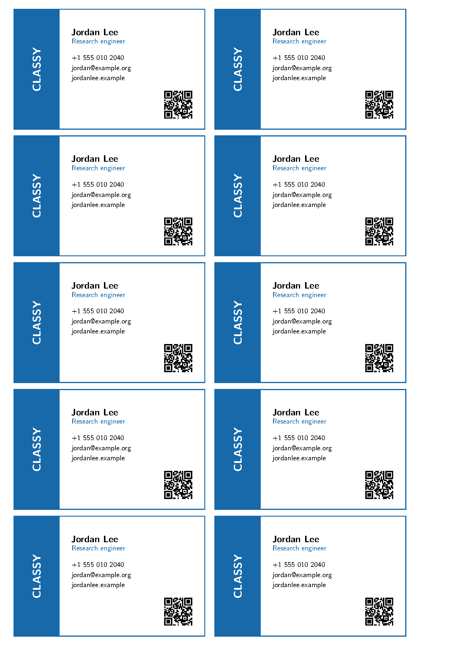 First page of the Classy Business Card template