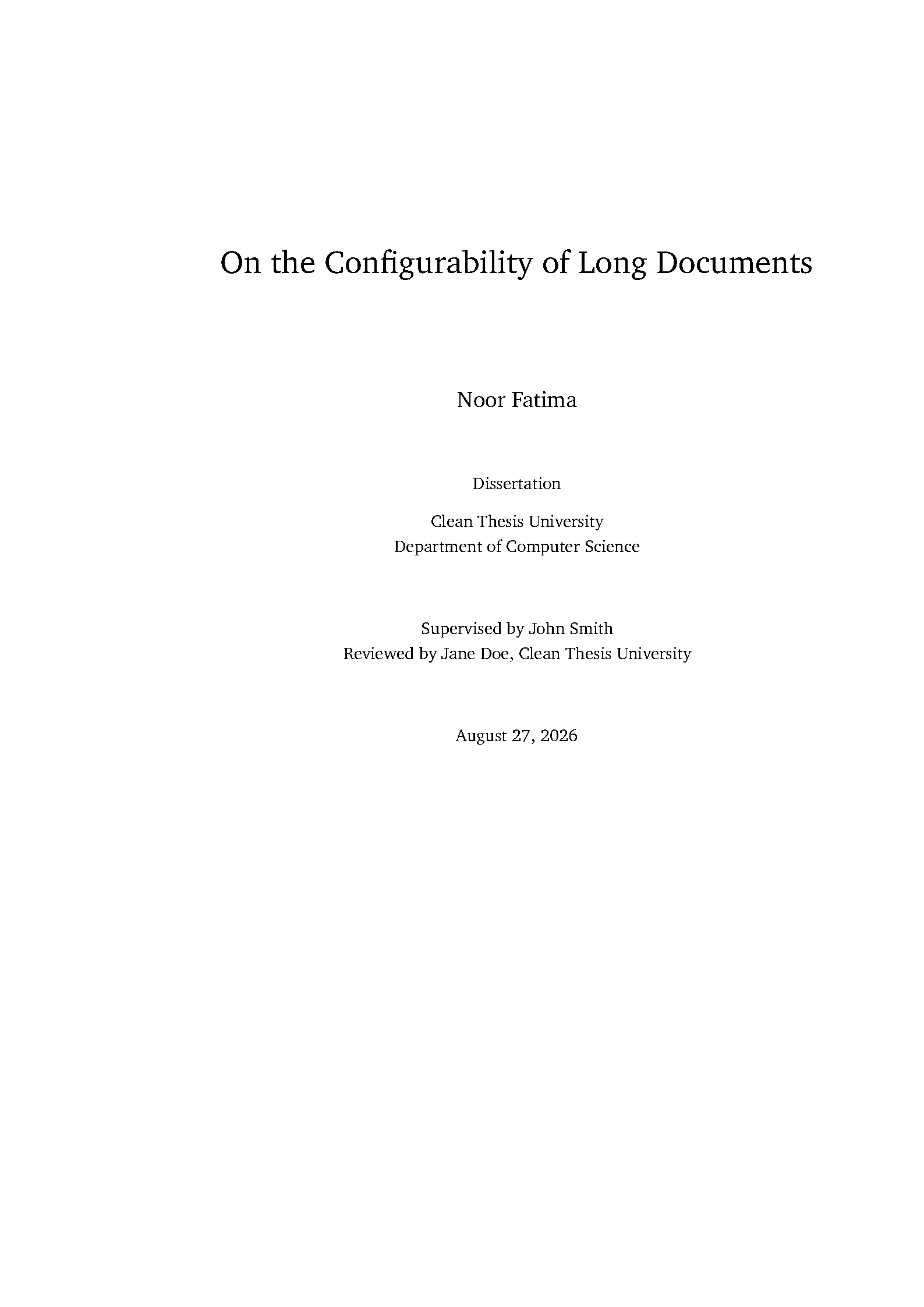 First page of the compiled Clean Thesis template