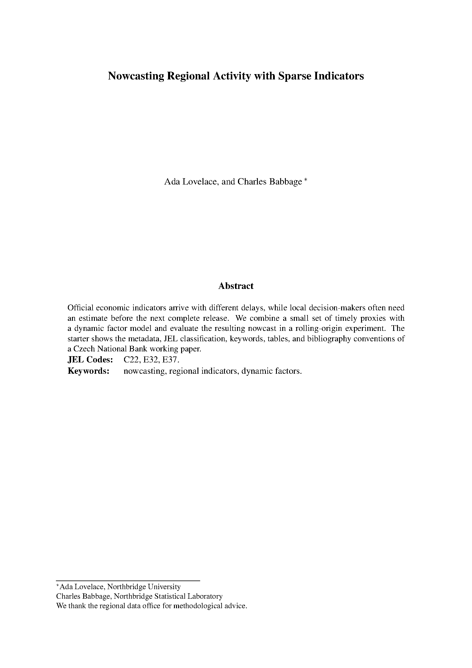 First page of CNB Working Paper