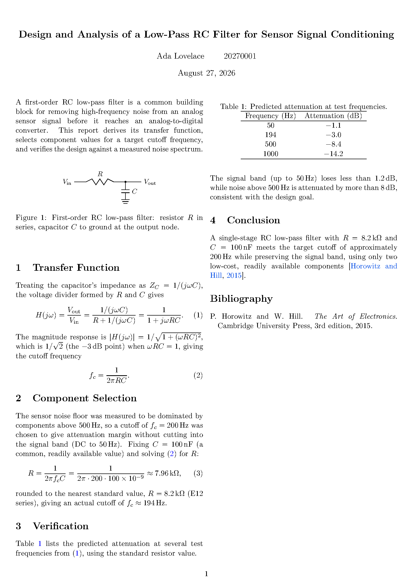 First page of the College Assignment Collection template
