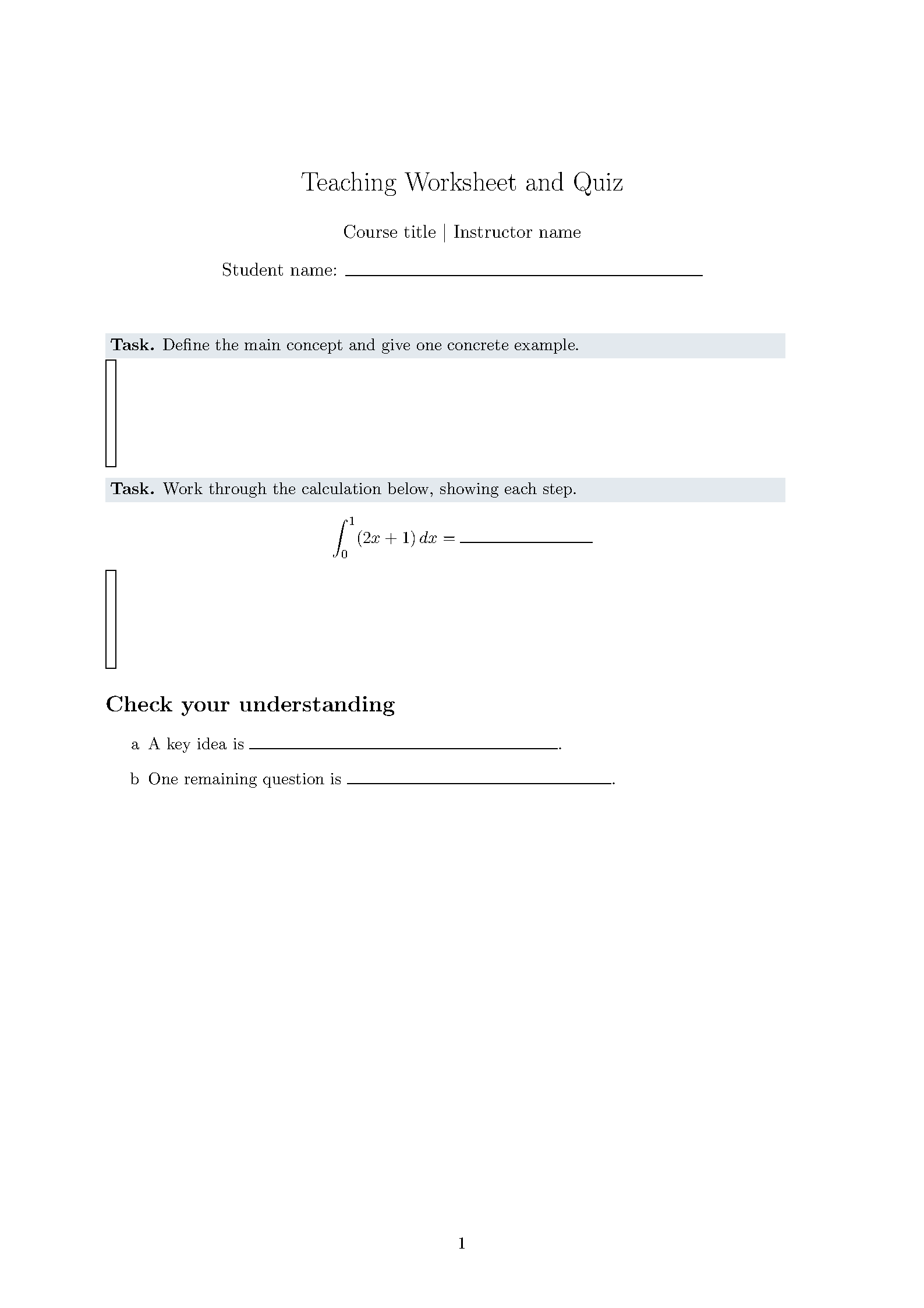 First page of the Comillas Teaching Worksheet template