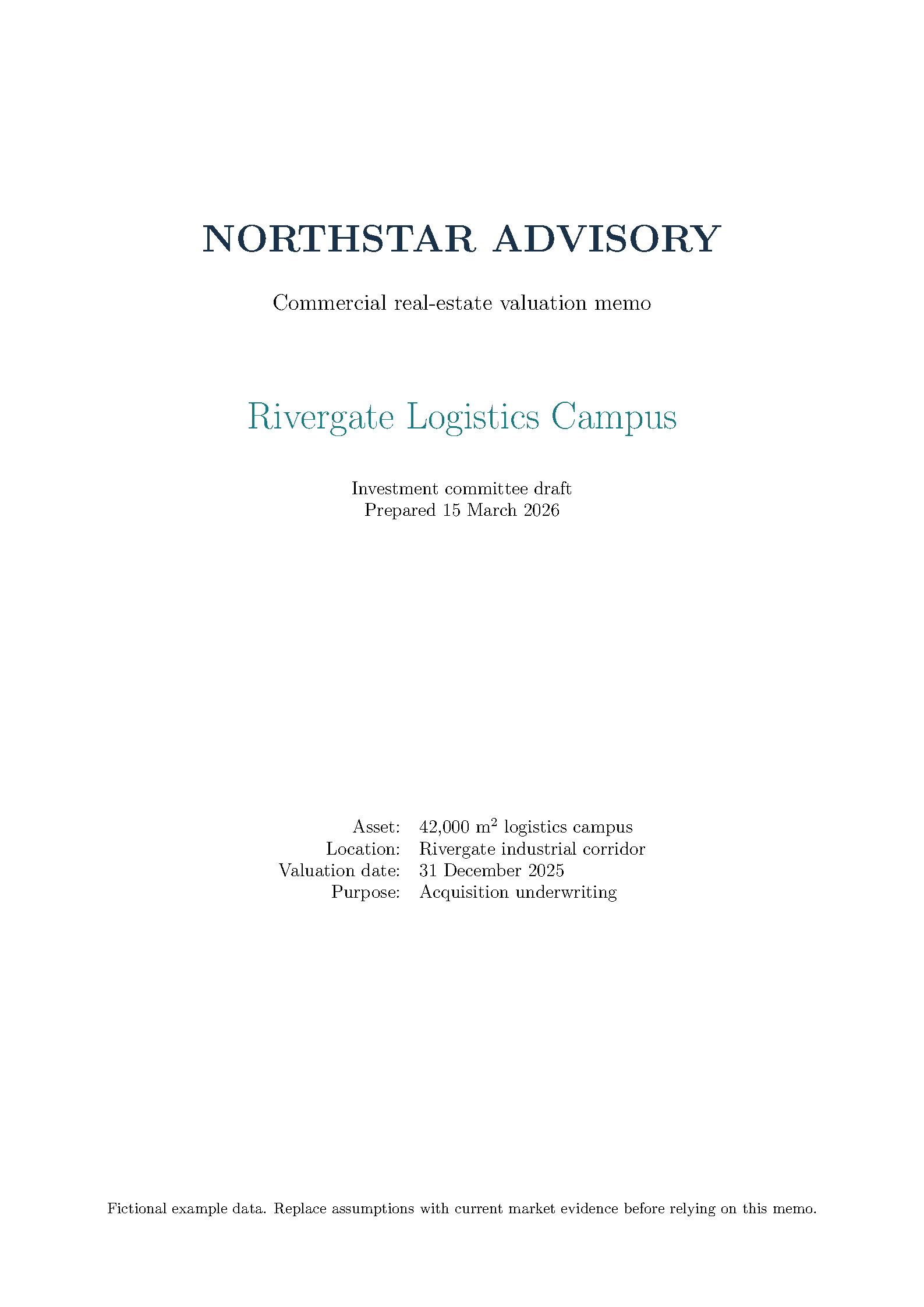 First page of Commercial Real Estate Valuation Memo