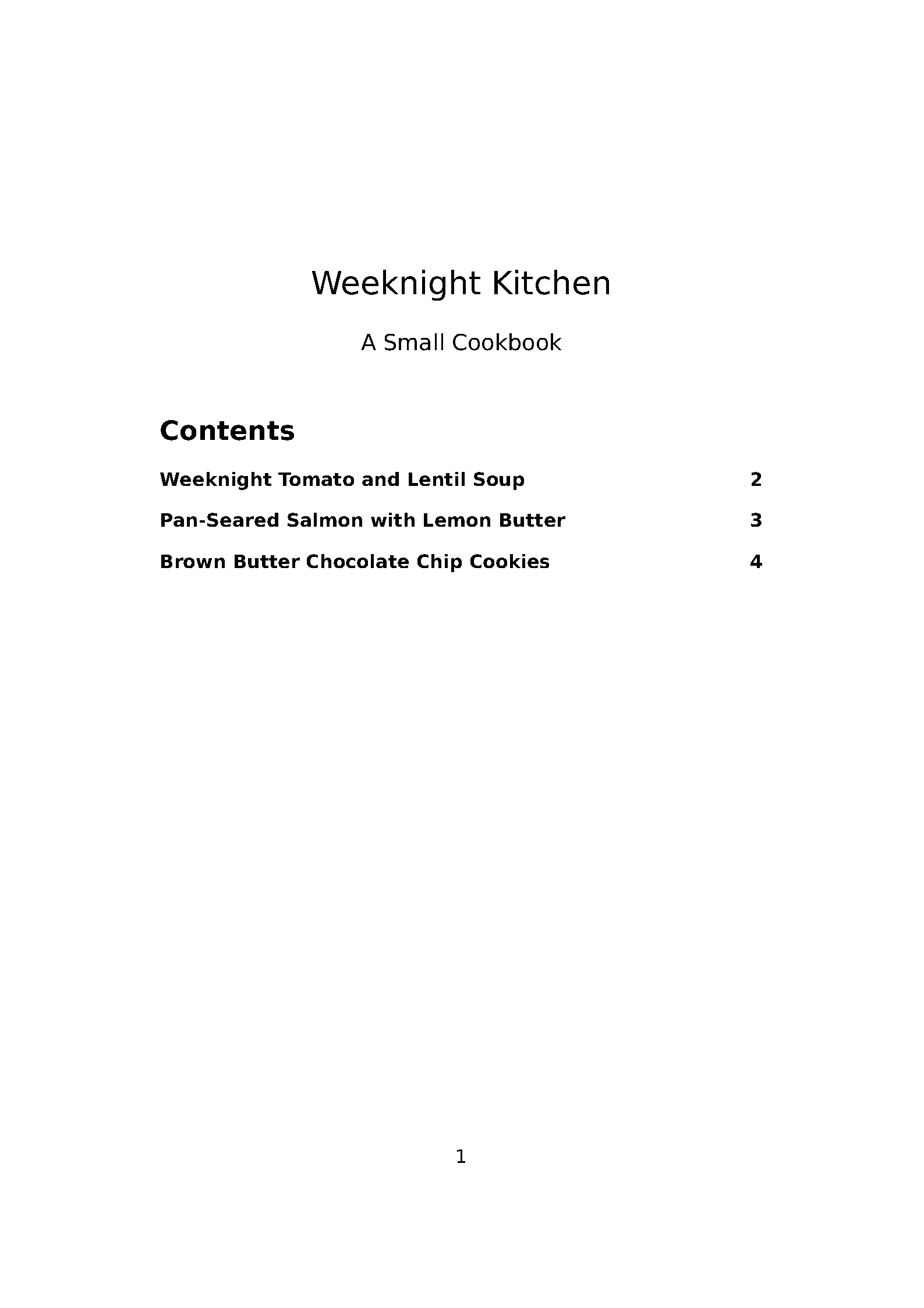 First page of the compiled Cookbook Recipes template