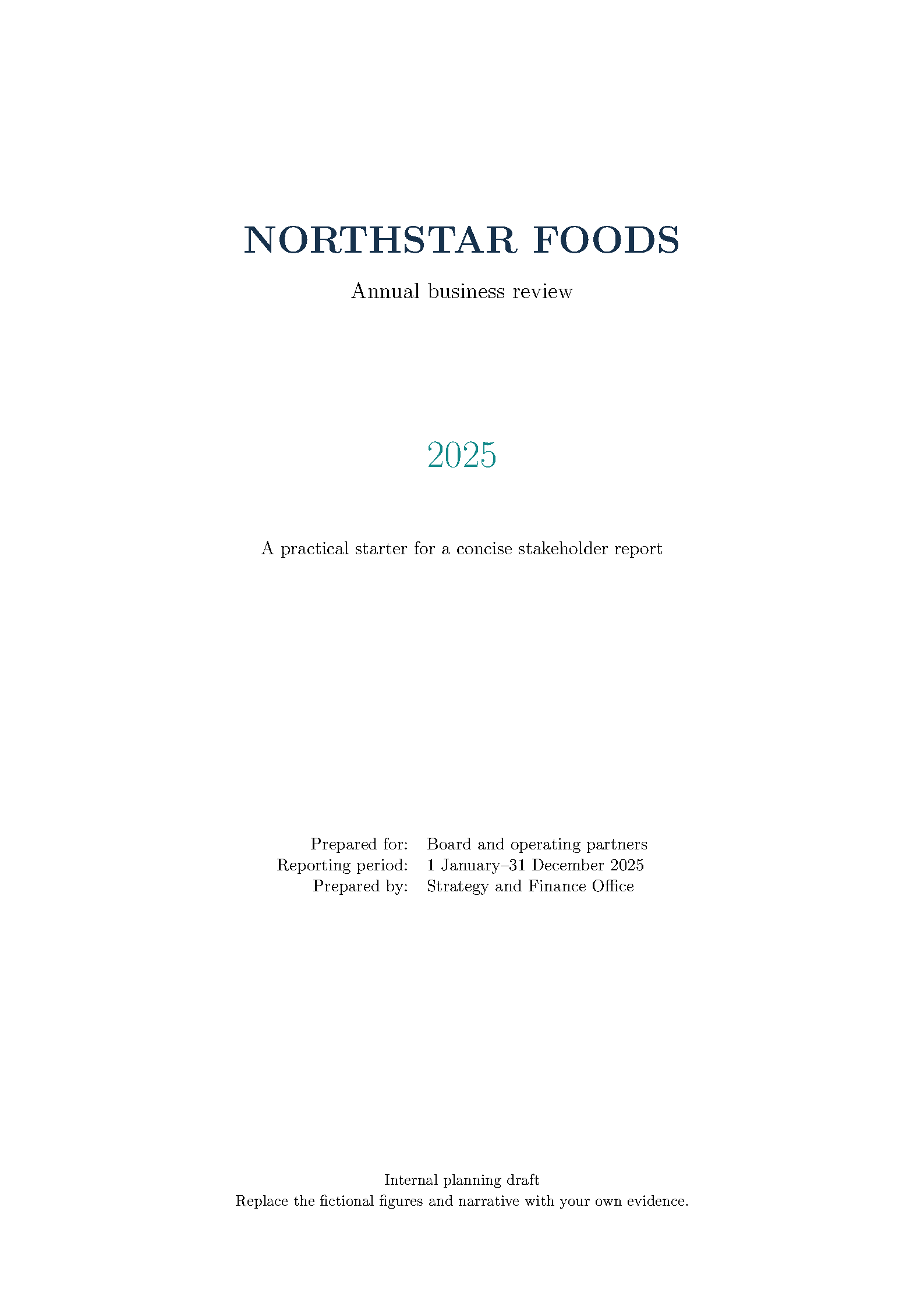 First page of Corporate Annual Report Book