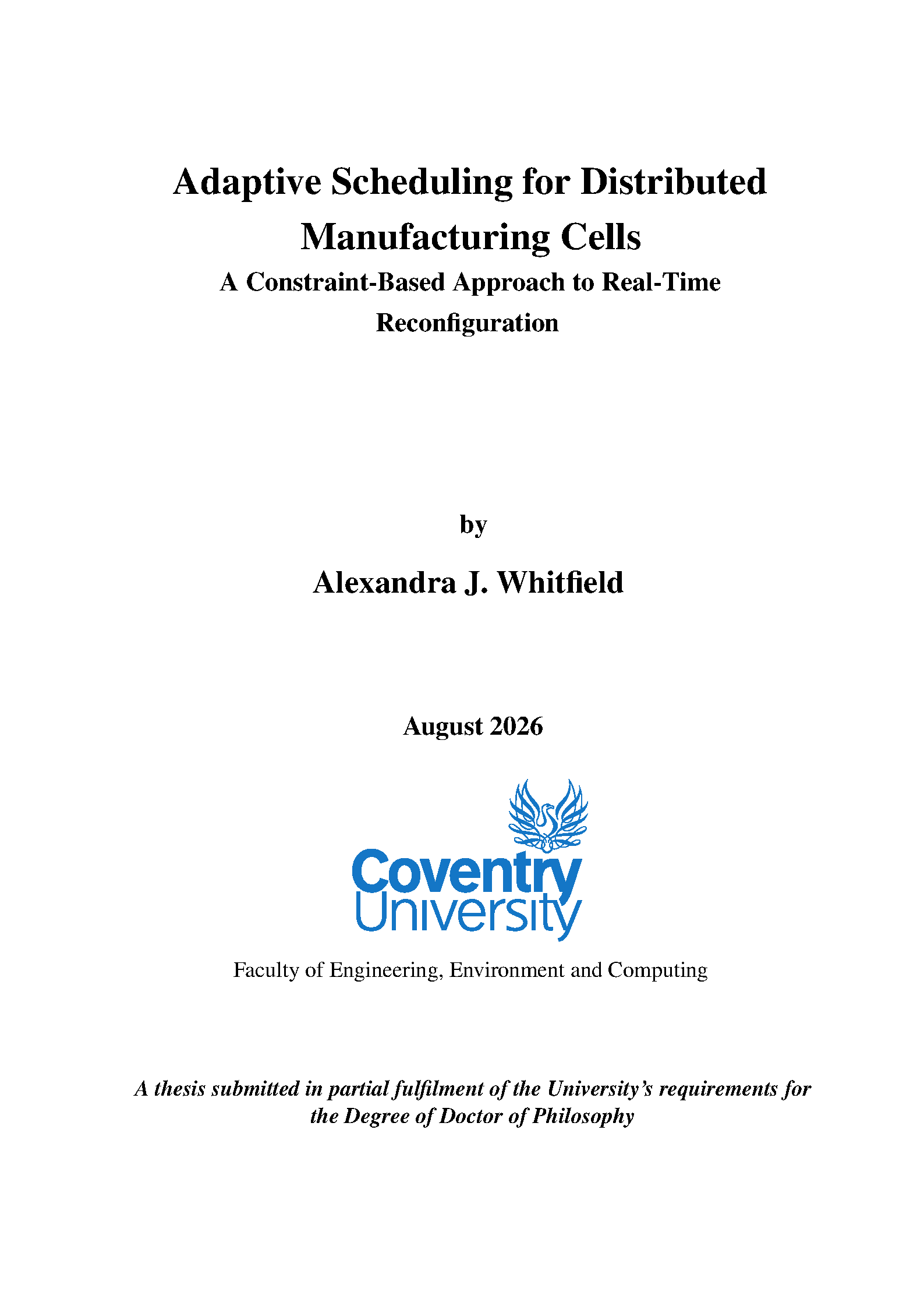 First page of Coventry University Thesis