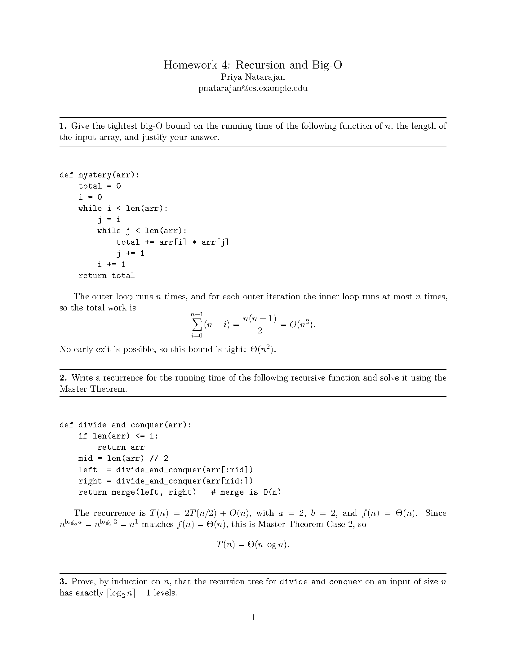 First page of the CS Homework Template template