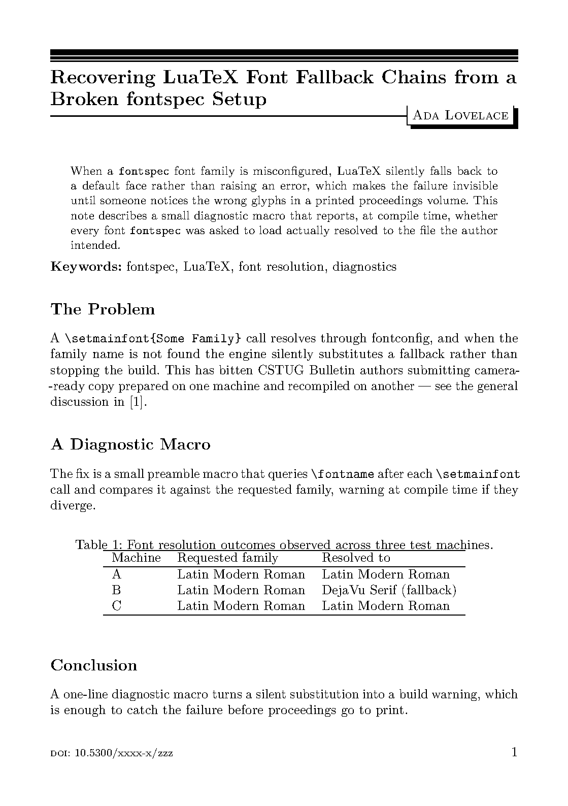 First page of CSTUG Bulletin