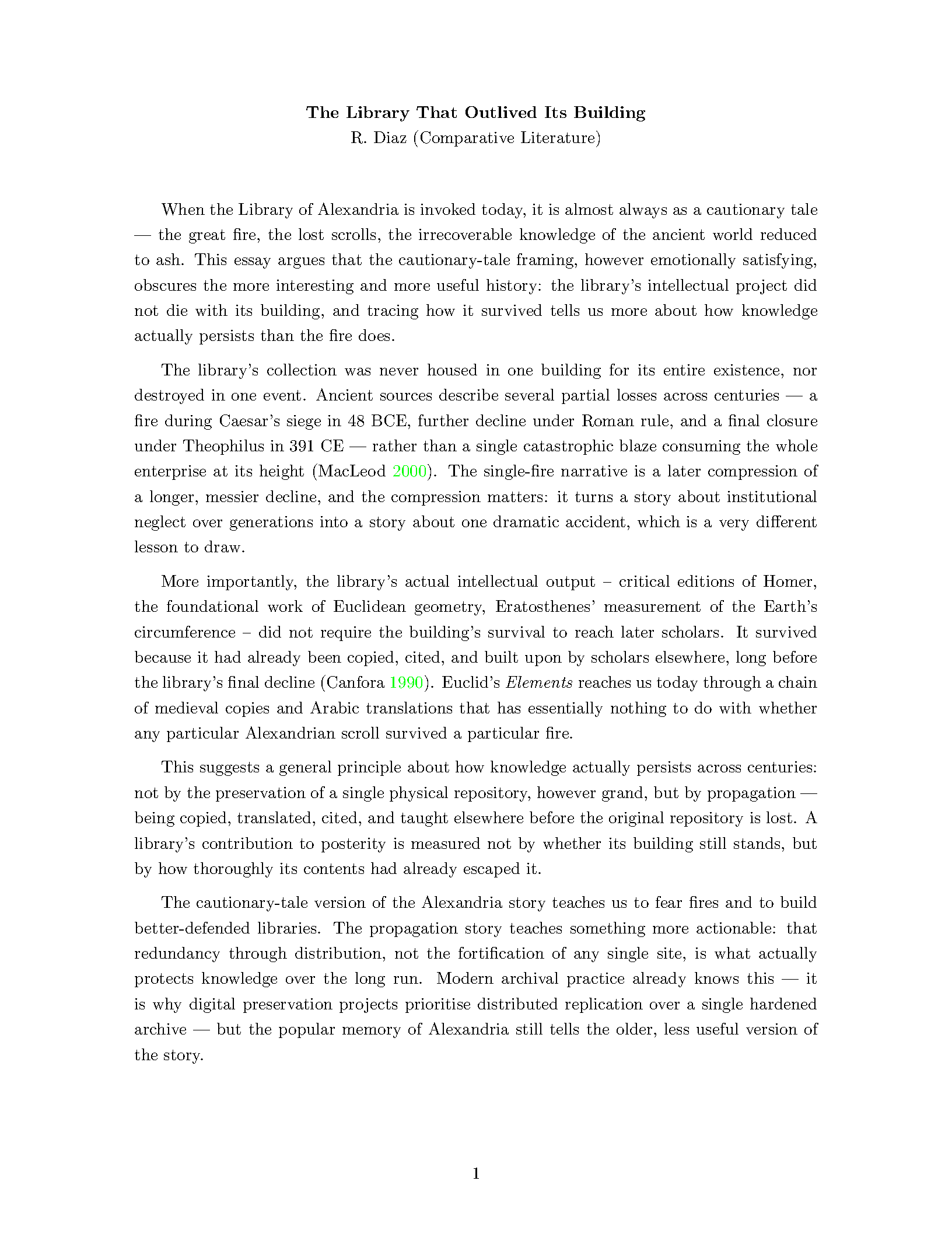 First page of Diaz Essay
