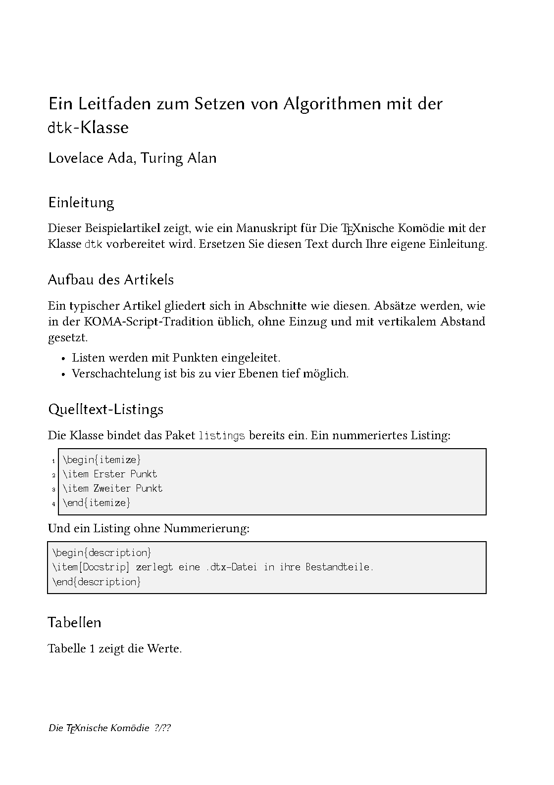First page of Die TeXnische Komödie (dtk)
