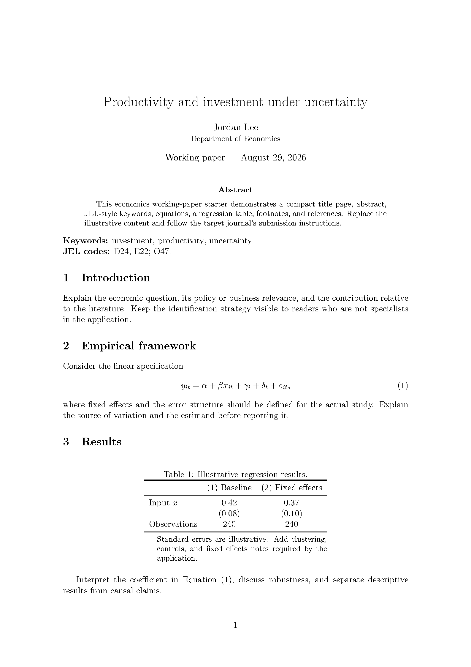 First page of Economics Journal Article Bundle
