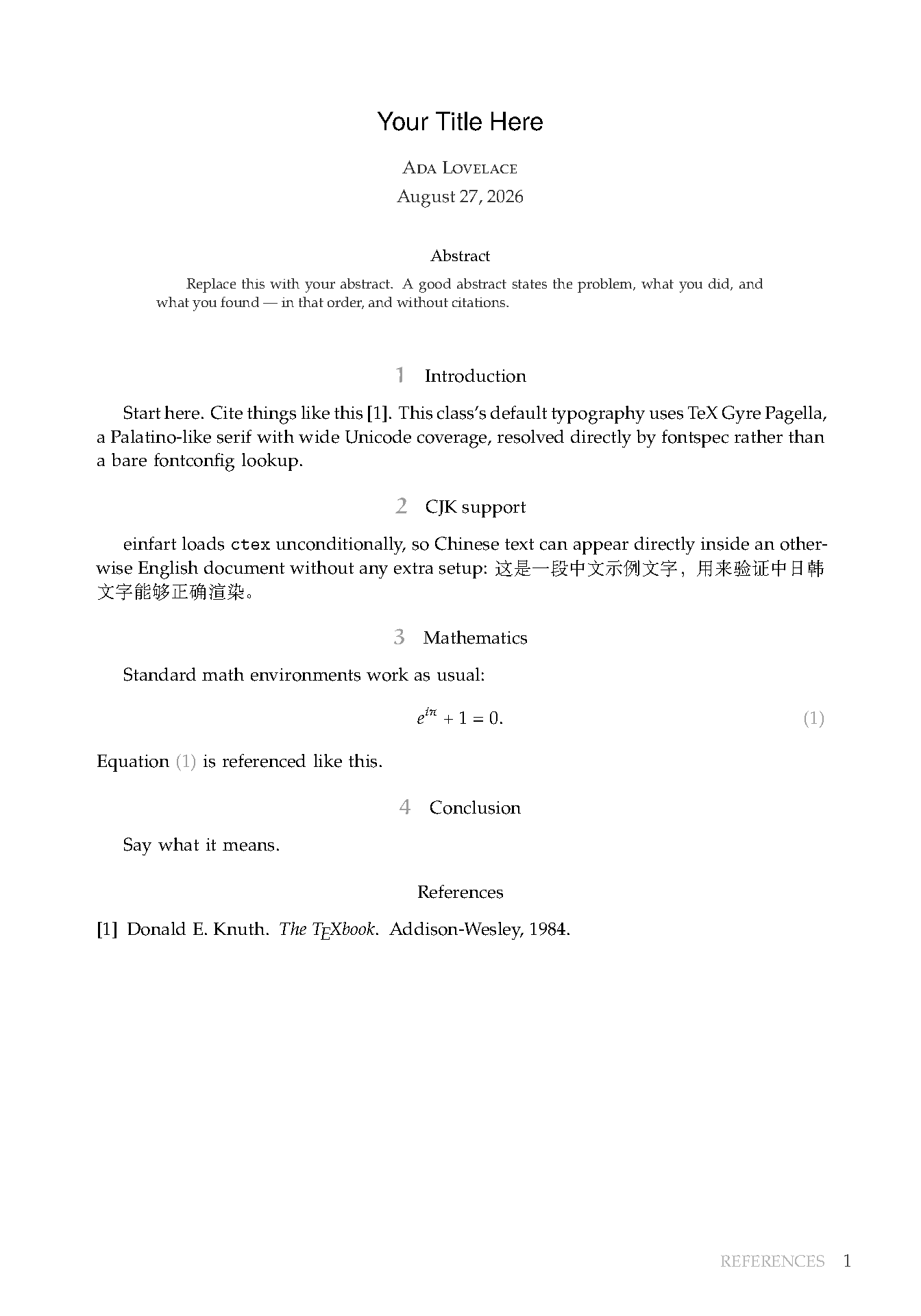 First page of einfart Minimal Article