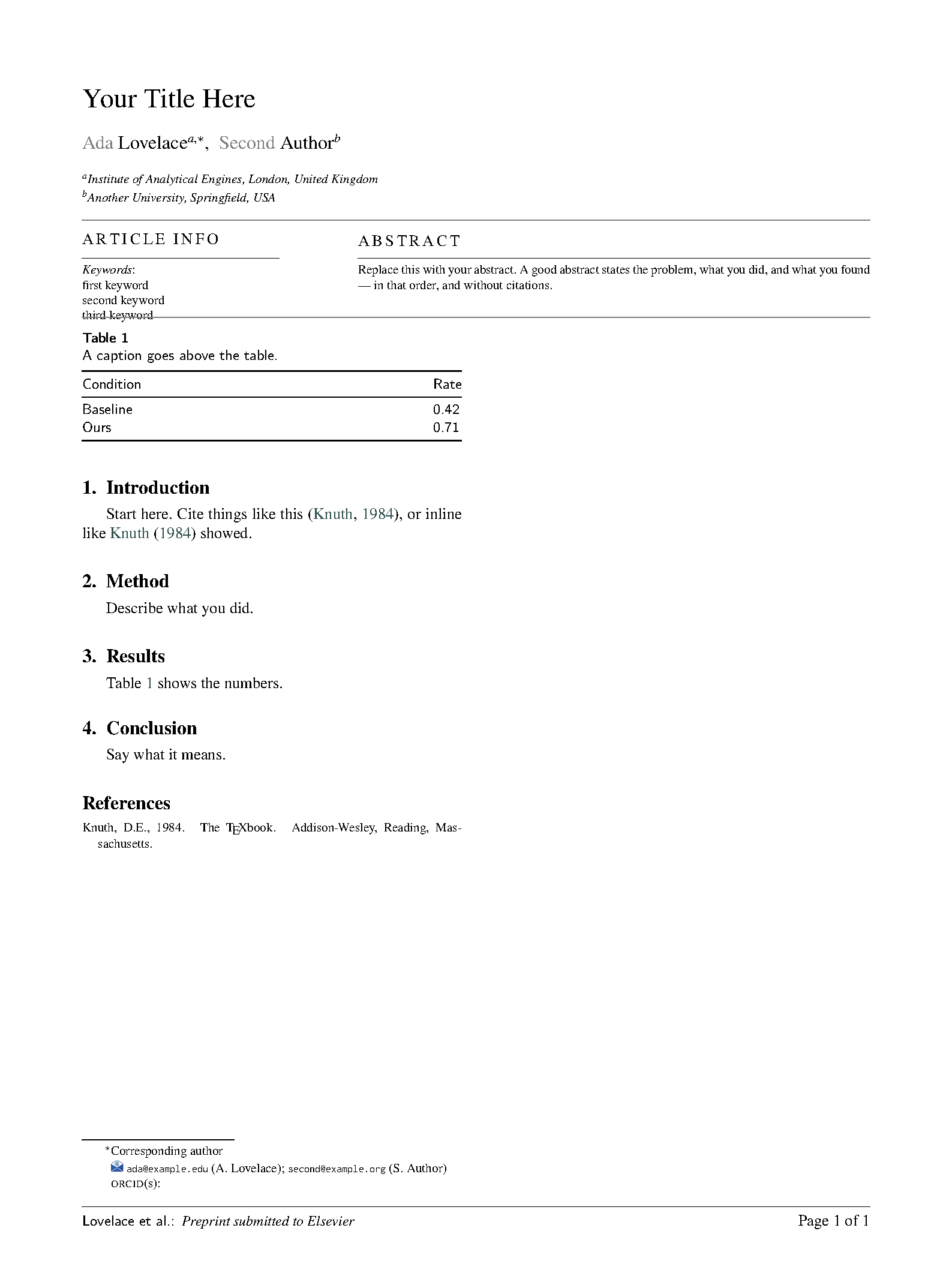 First page of Elsevier CAS