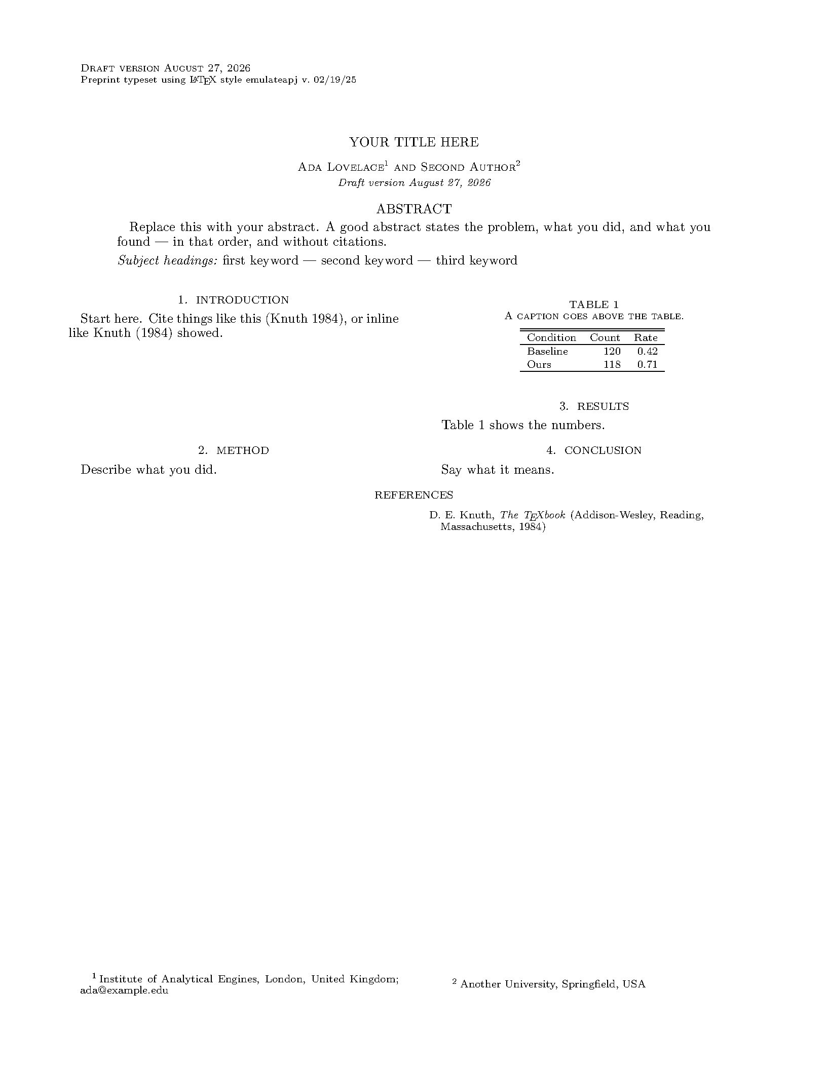 First page of emulateapj (ApJ-style)
