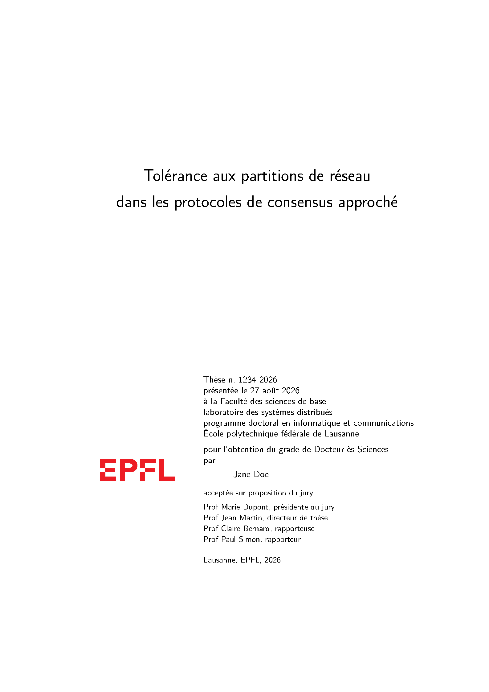 First page of EPFL Thesis