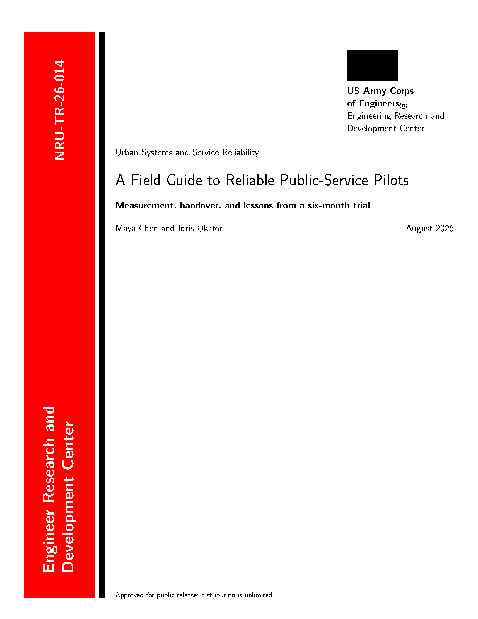 First page of ERDC Technical Report