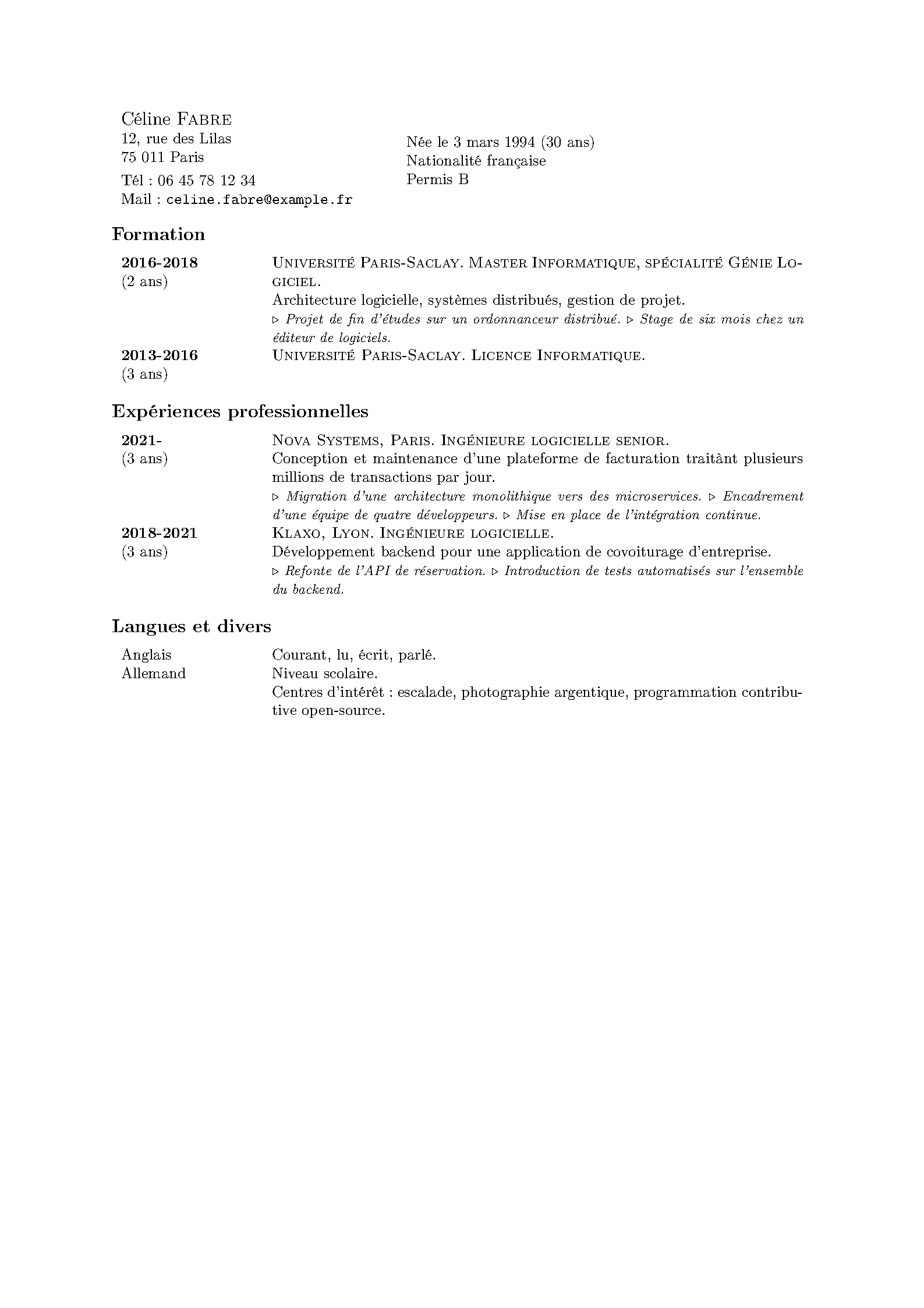 First page of the ESIEEcv template