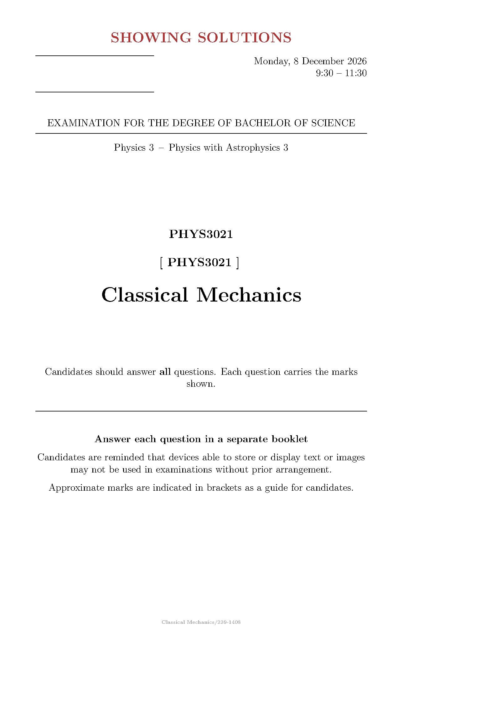 First page of the exam-n template
