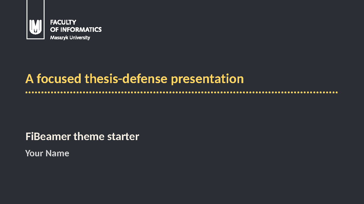First page of the FiBeamer Thesis-Defense Theme template