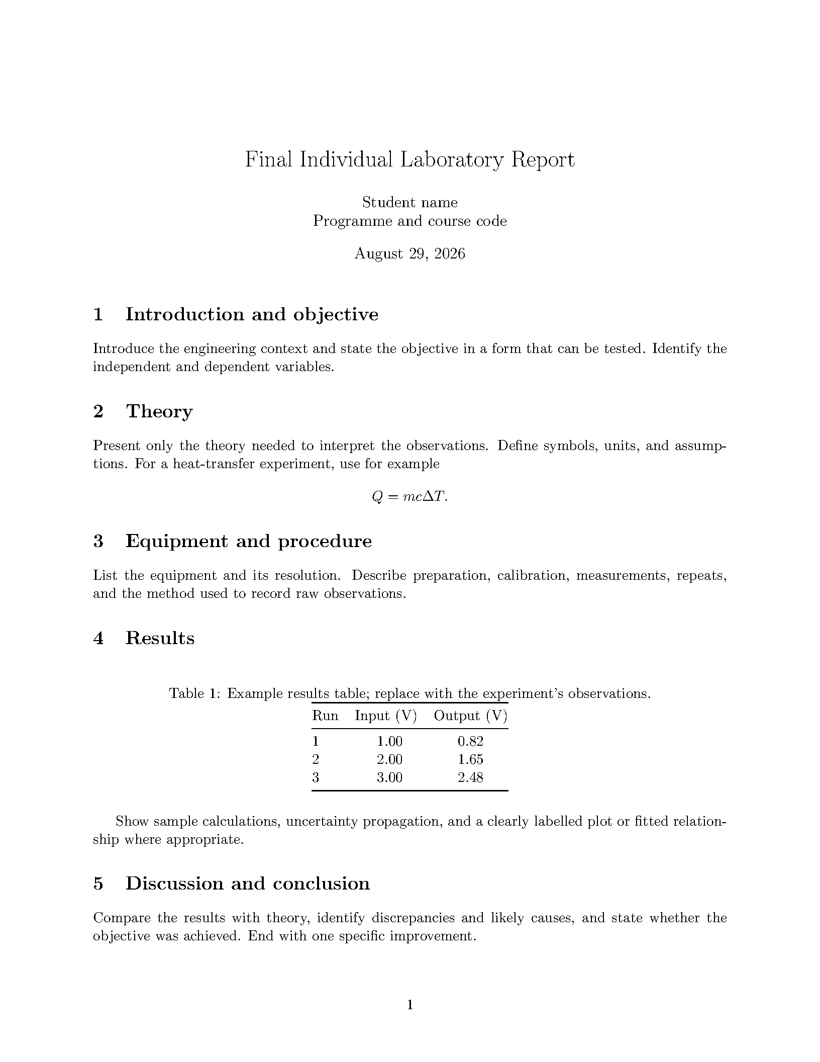 First page of Final Individual Lab Report FKekk UTEM