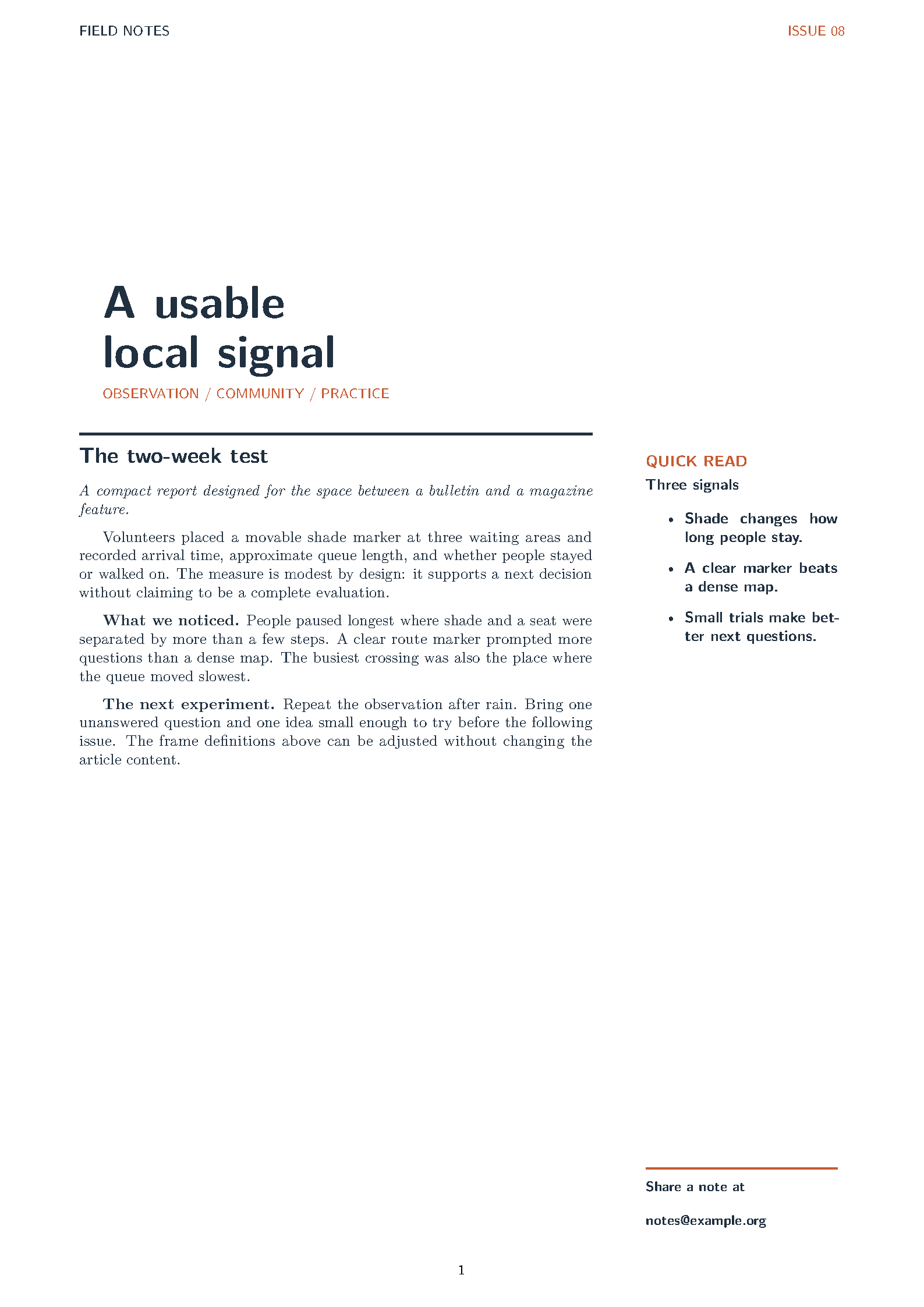 First page of the Flowfram Newsletter template