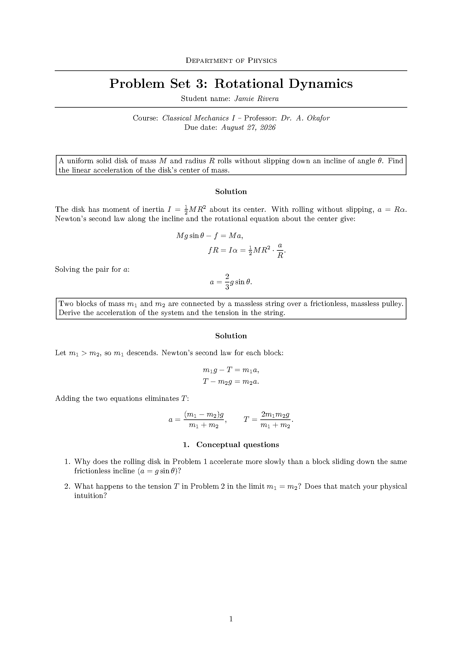 First page of the compiled FPHW Assignment template