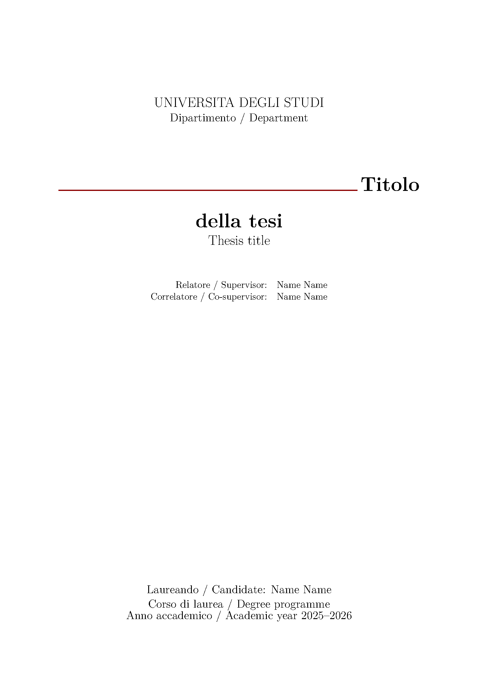 First page of the Bologna Frontespizio Starter template
